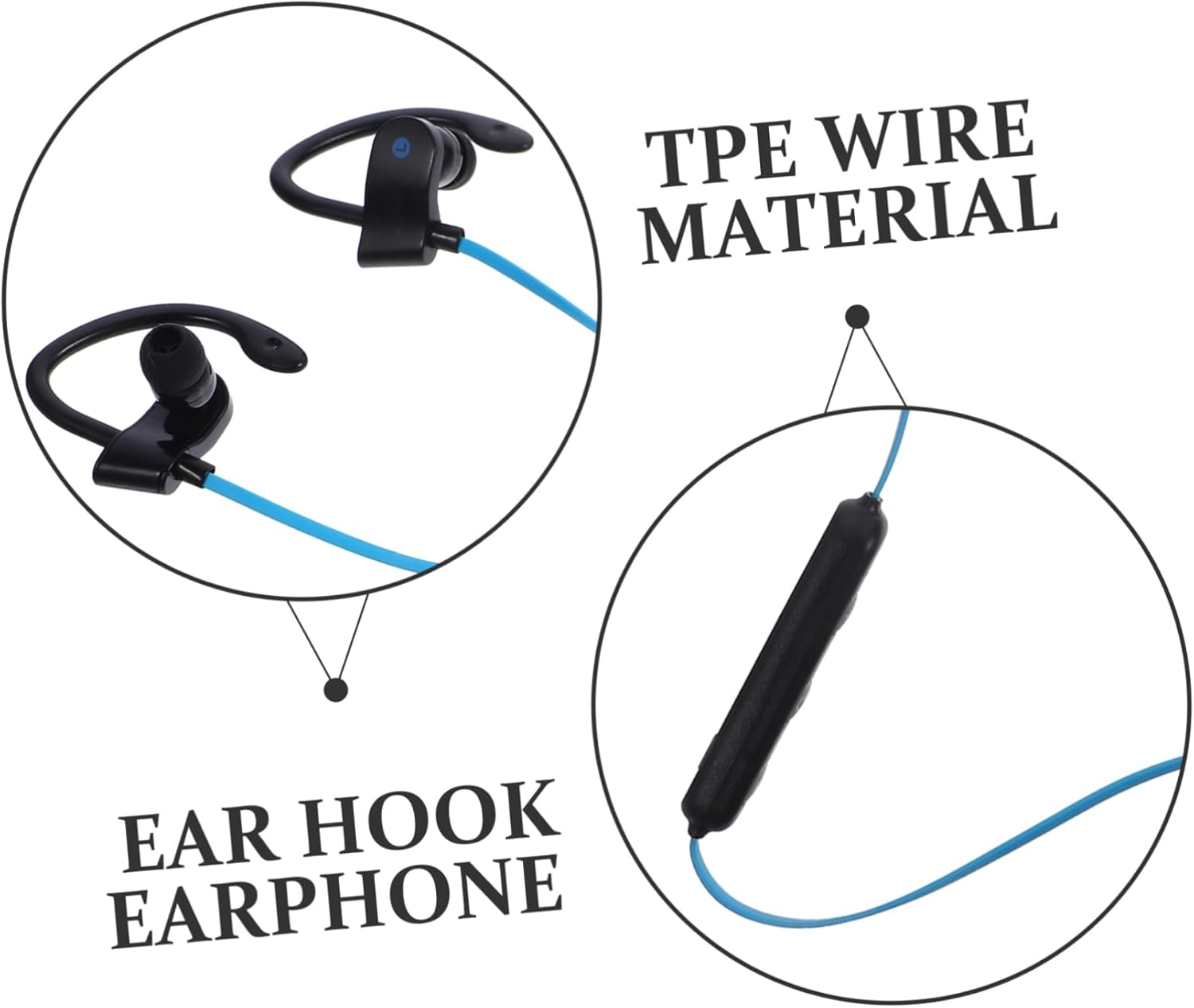 HOMOCONO Ear Hook Earphone with Microphone Universal Stereo Headset for Sports Comfortable Fit Deep Bass Black And image number 6