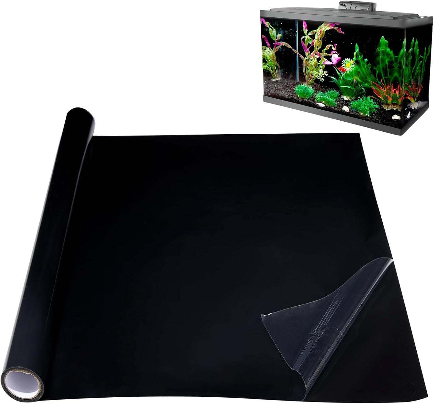 XINYUICEAN Fish Tank Background, Black Aquarium Background Static Cling, Electrostatic Adhesion Aquarium Fish Tank Wallpaper Backdrop, Vinyl Aquarium Poster Background Sticker Decoration image number 4