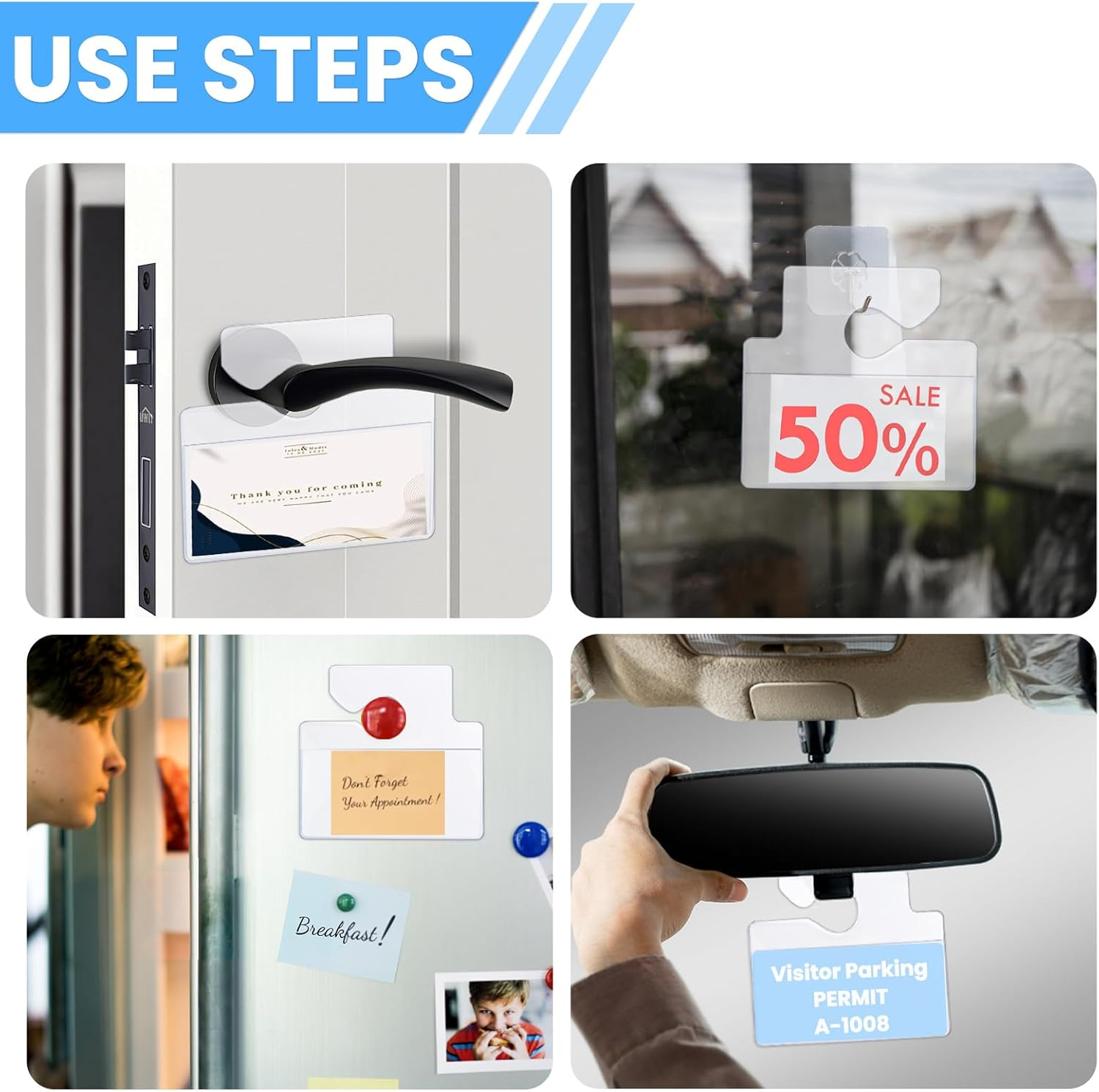 20 Pcs Clear Parking Pass Holder for Car Windshield, Handicap Placard Holder, Permit Holder, Parking Permit Hang Tag for Car Rear View Mirror (Clear) image number 4