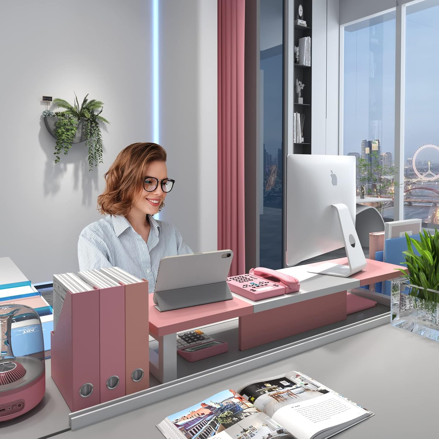 WESTREE Dual Monitor Stand Riser-Monitor Stand Riser for 2 Monitors, Sturdy Computer Monitor Stand, Multi-Purpose Desktop Storage Stand for Computer,Laptop,Printer,Tv image number 1