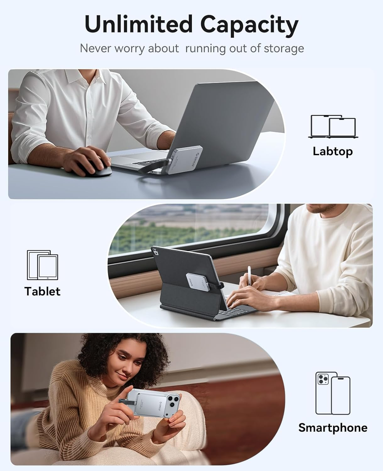 ORICO 512GB External SSD up to 460Mb/S Portable Solid State Drive,Silver-K5Mini