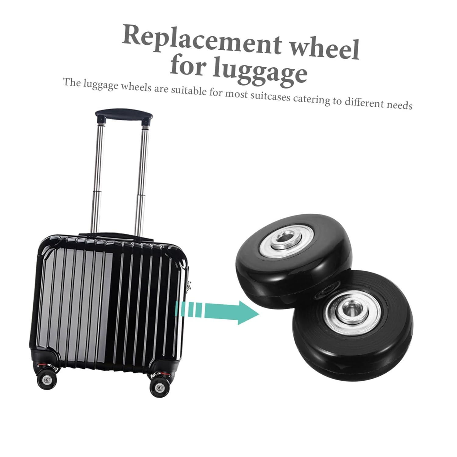 ULTECHNOVO 2Pcs Replacement Luggage Wheels Small Rubber Suitcase Swivel Casters Universal Fit Travel Suitcase Wheel Repair Kit 45X18Mm image number 2