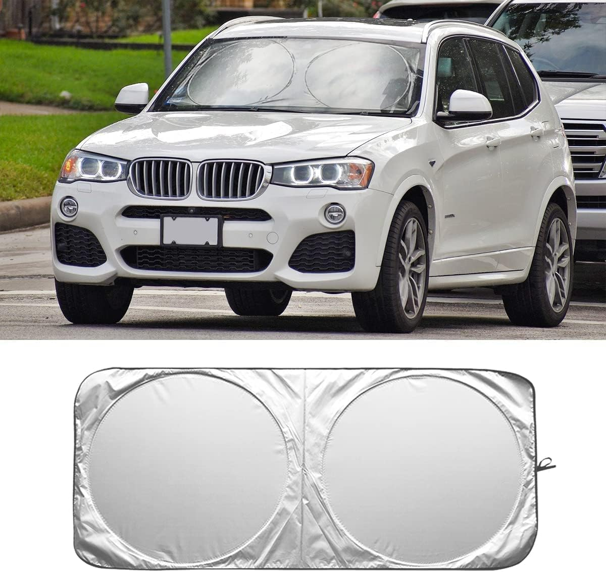 Car Windshield Sun Shade, Foldable Car Front Windshield Sunshade for UV Rays, Sun Glare, Heat Blocking, Keep Your Vehicle Cooler, Universal Auto Interior Protection for Cars, Suvs, Vans