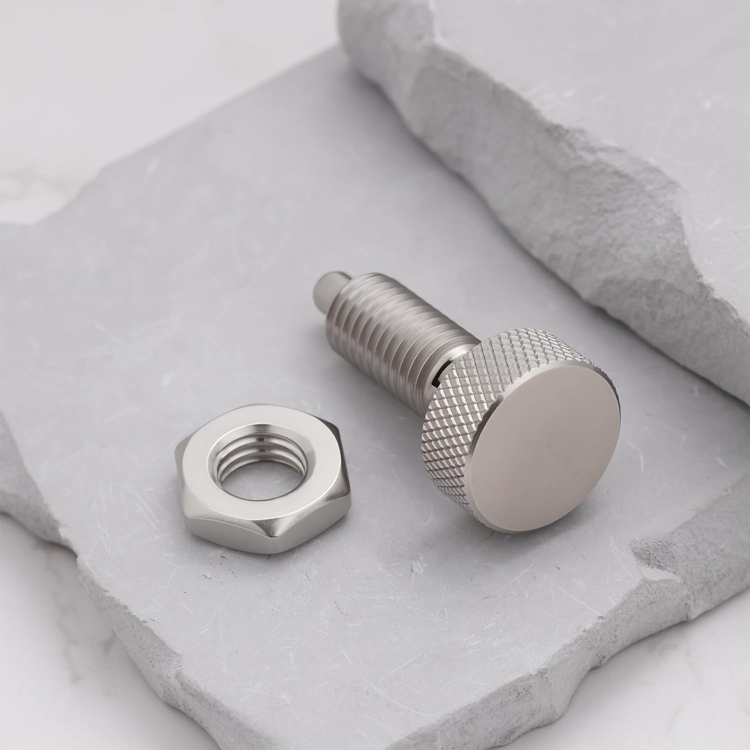 LT Easiyl 2Pcs M10X1.5 Self-Locking Spring Plunger with Knurled Handle Stainless Steel for Chassis Cabinets Appliances Automobiles image number 5