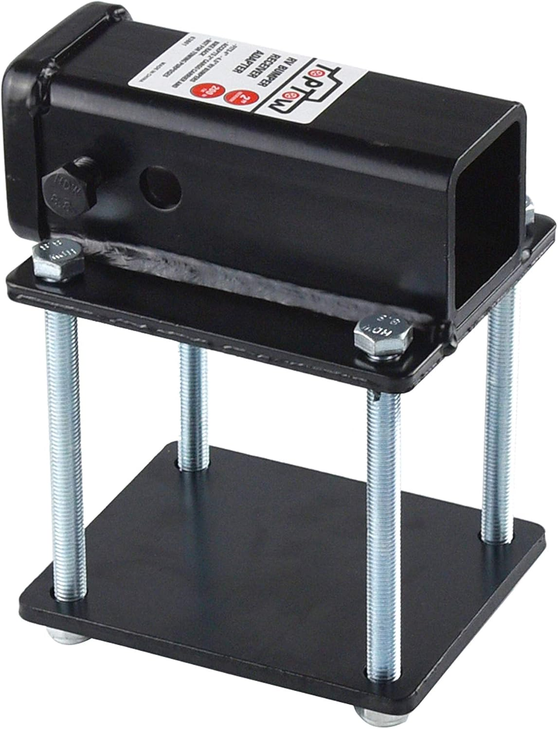 TOPTOW RV Bumper Hitch Receiver 63801 for 4 Inch to 4.5 Inch Beams, 2 Inch Receiver Opening, Fits for Bike Racks, Cargo Carriers Camper-On image number 4