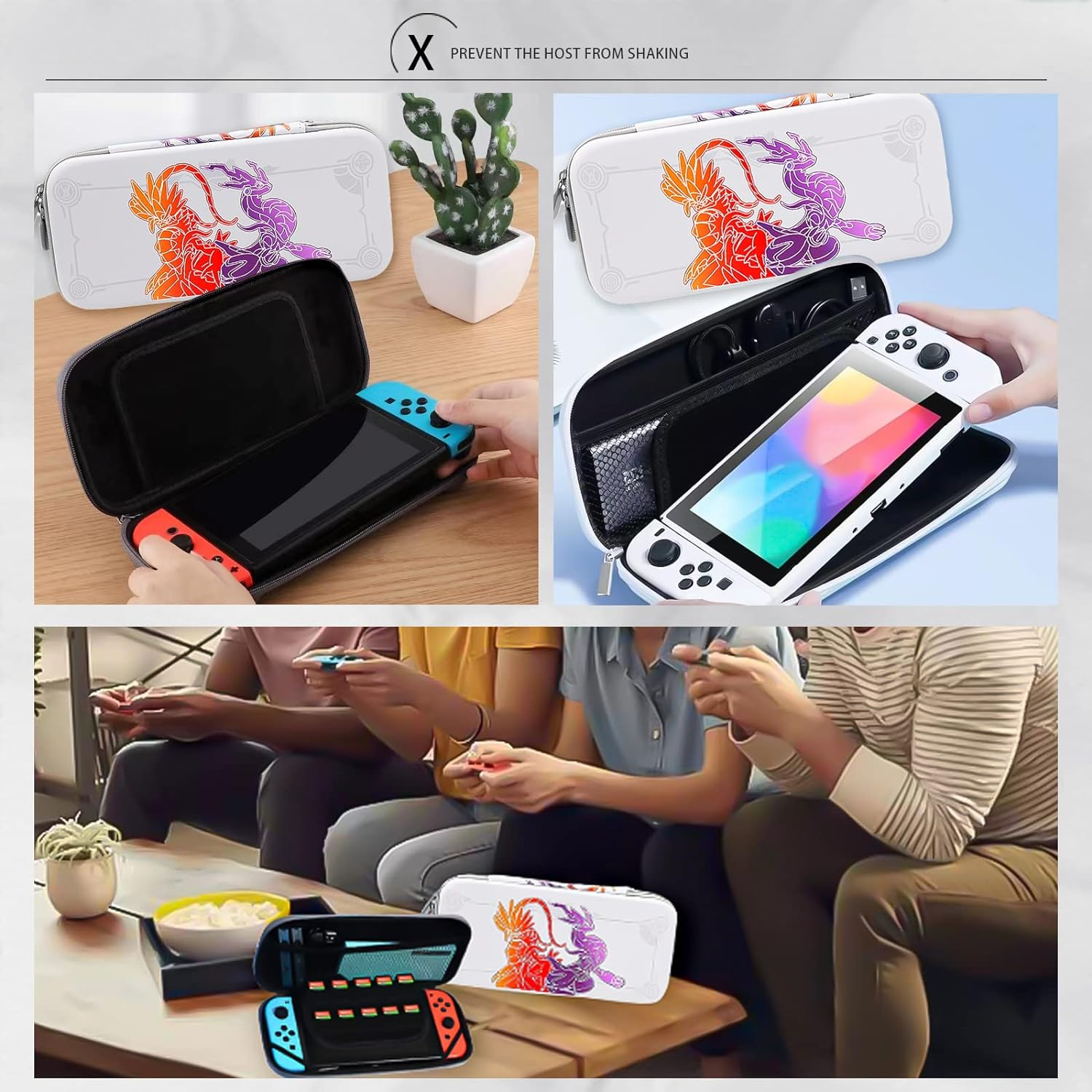 Case Compatible with Switch and Switch OLED Cute Hard Carry Case Protective Cover with Storage for 10 Games Console & Accessories image number 3