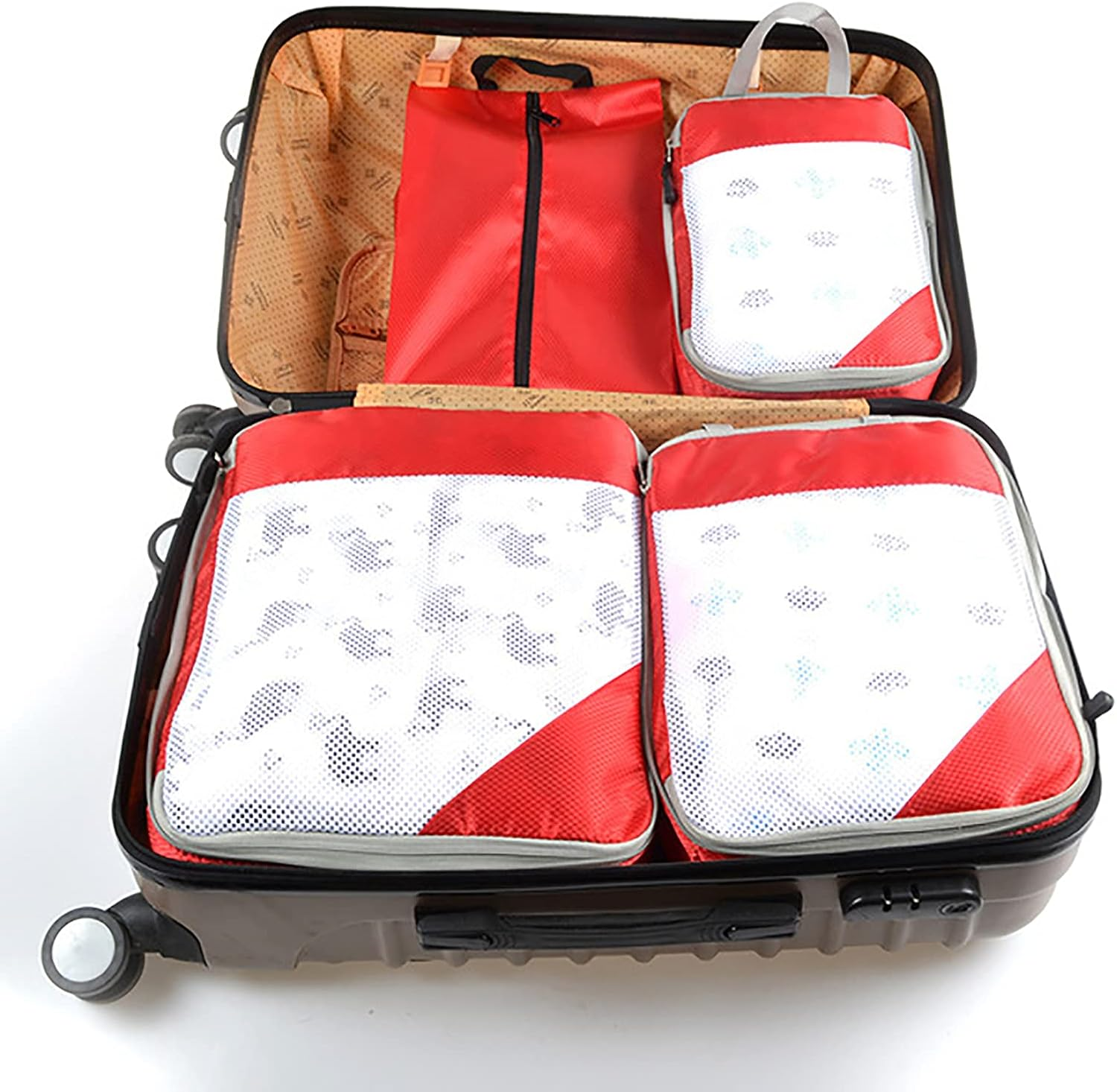 Packing Cubes for Travel, 4Pcs Travel Cubes Set Foldable Suitcase Organizer Lightweight Luggage Storage Bag Travel Packing Organizers,Black image number 5