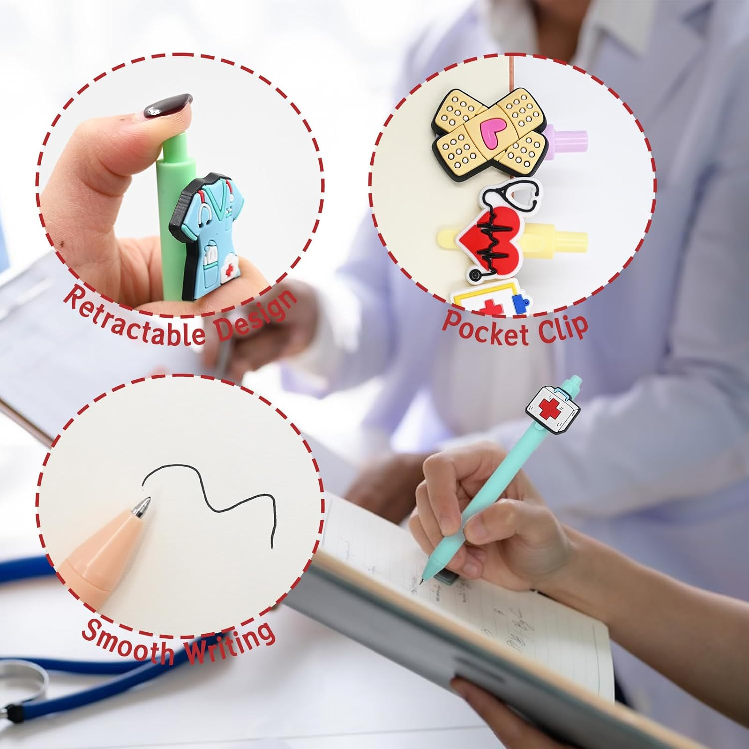 10 PCS Cute Nurse Pen, Novelty Nursing Ballpoint Pens, Funny Pens for Nurses Nursing Student Gifts, Fancy Nurse Appreciation Gifts Office Adults Workers Essentials