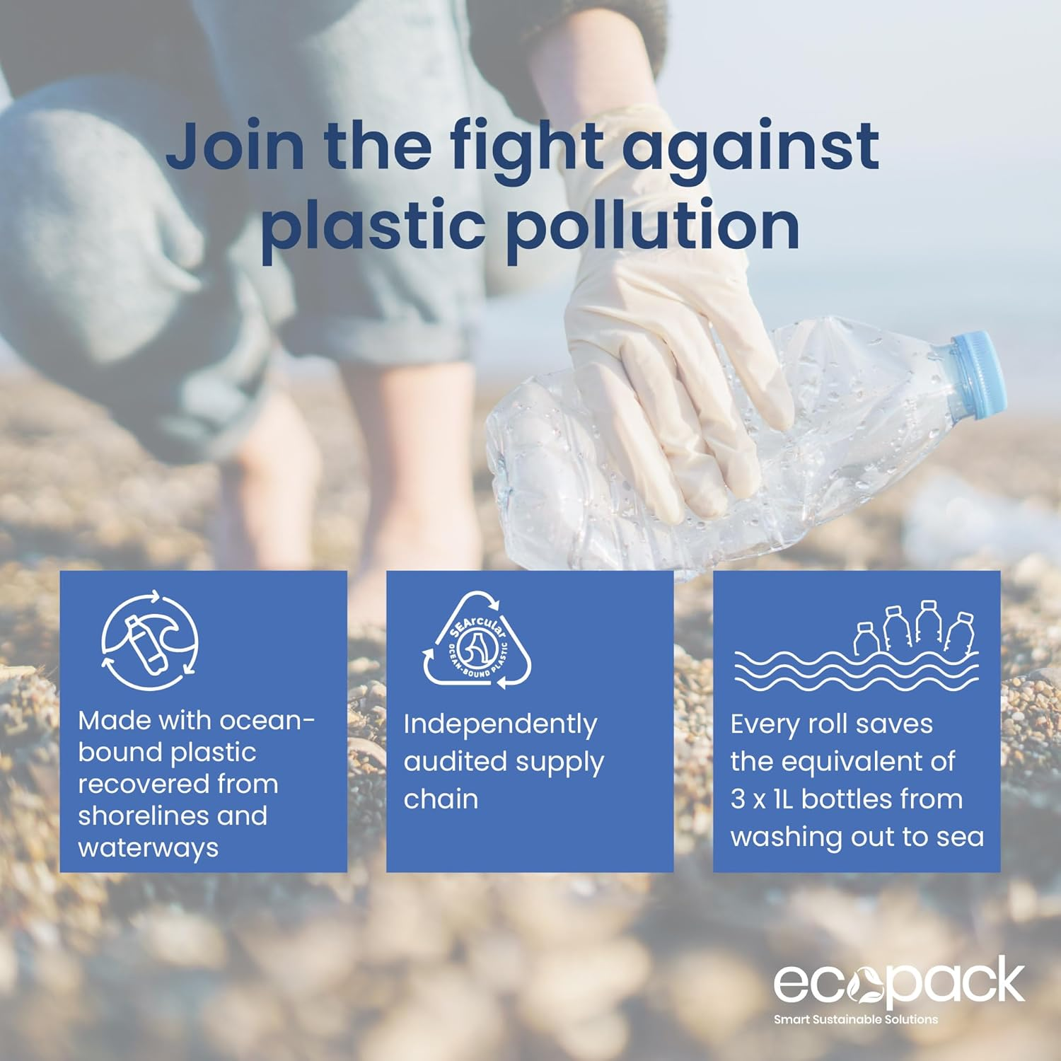 Ecopack Recycled 82L Bin Liners |250 Bags |Strong,Leak Proof Recycled Plastic Garbage Bags | All Purpose Rubbish Bags for Commercial Bins, Household & Cleaning |10 X Rolls of 25 Bin Bags image number 5