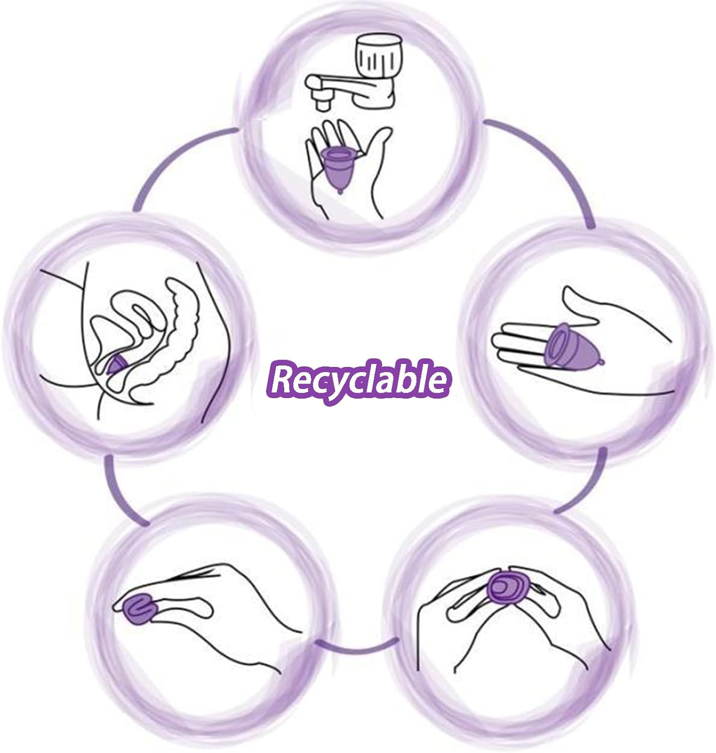 3PCS Foldable Menstrual Sterilizing Cup Set Women Hygiene Cups with Collapsible Silicone Cup S Size image number 2