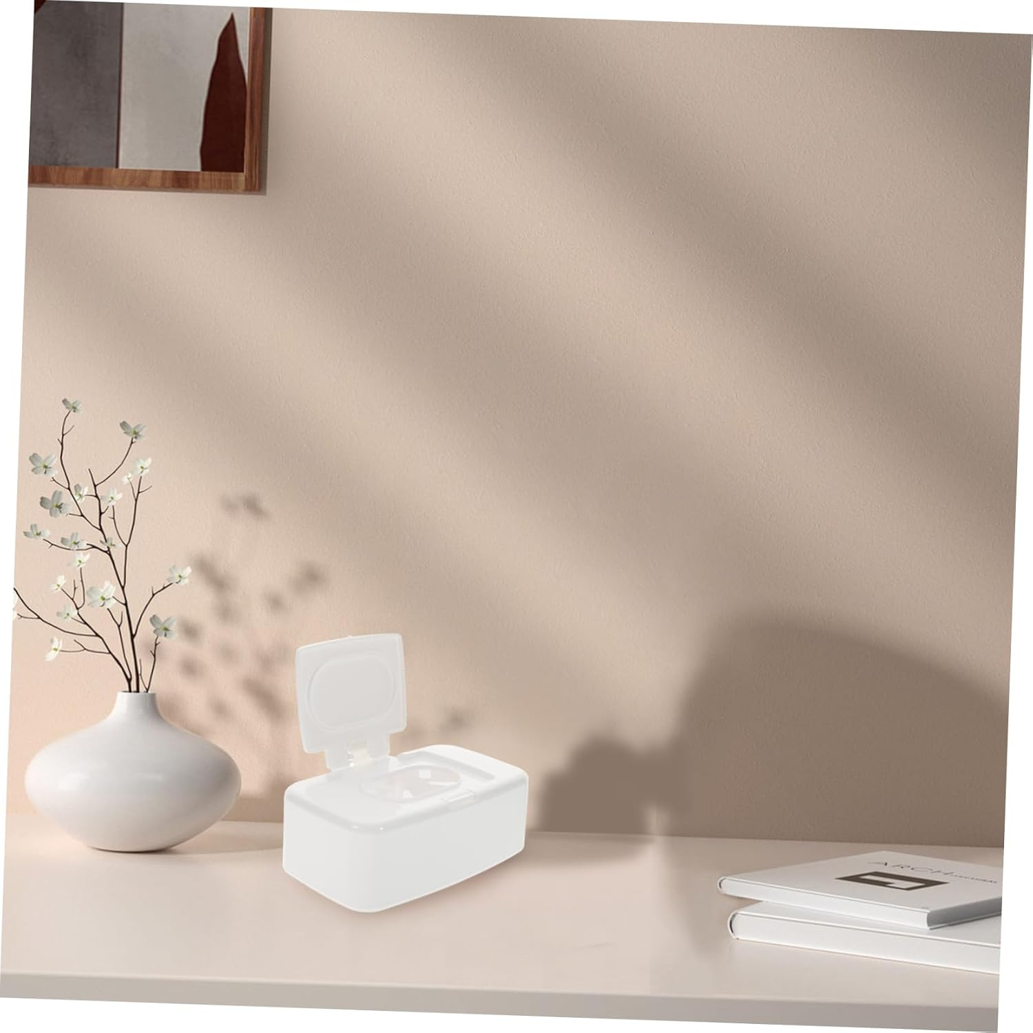 Mikinona Household Wipes Holder Refillable Wipes Dispenser Box with Lid Compact Tissue Storage Case for Living Room Bathroom Nursery Lightweight and Practical Design image number 2