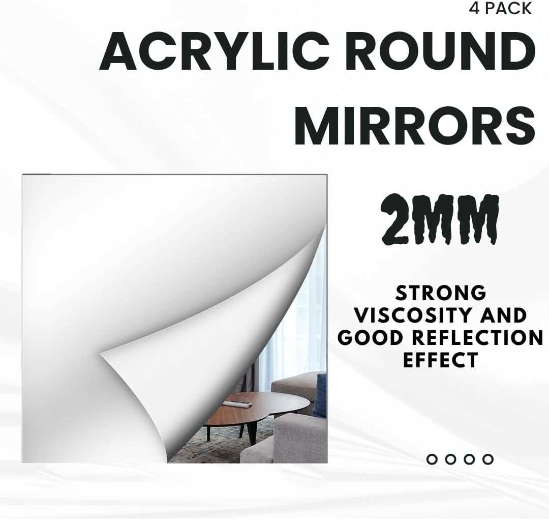 4 Pack Mirror Wall Full Length, 12X14 Inch Acrylic Mirror, Wall Mirror Full Length for Bedroom, Home Gym, Door, or Dorm, Full Body Mirror Tiles, Mirror Stickers for Walls,Mirror Sheets(Thickness 2 Mm) image number 3