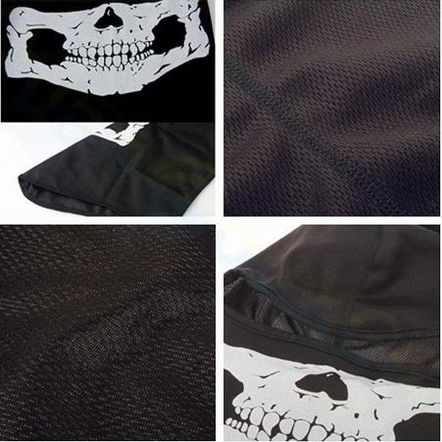 2PCS Skull Full Face Mask and Half Face Mask, Windproof Ski Balaclava, Motorcycle Tactical Balaclava Hood Black image number 6