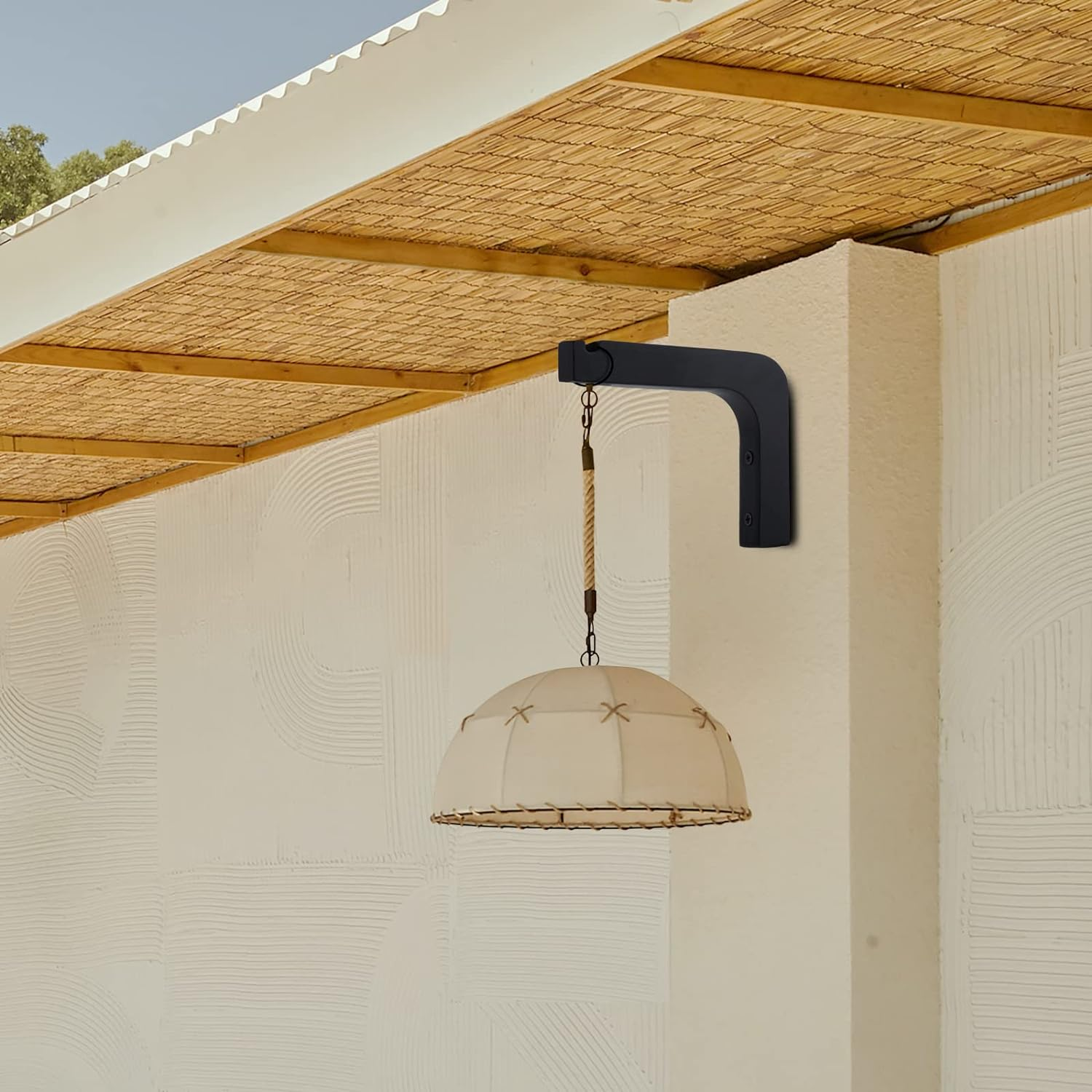 2 Pack 5.9 Inch Wooden Wall Hooks for Hanging Plants,Lanterns,Flower Bracket,Wind Chimes,Bird Feeders,Macrame Plant Hangers,Black - Burlywood Color image number 4