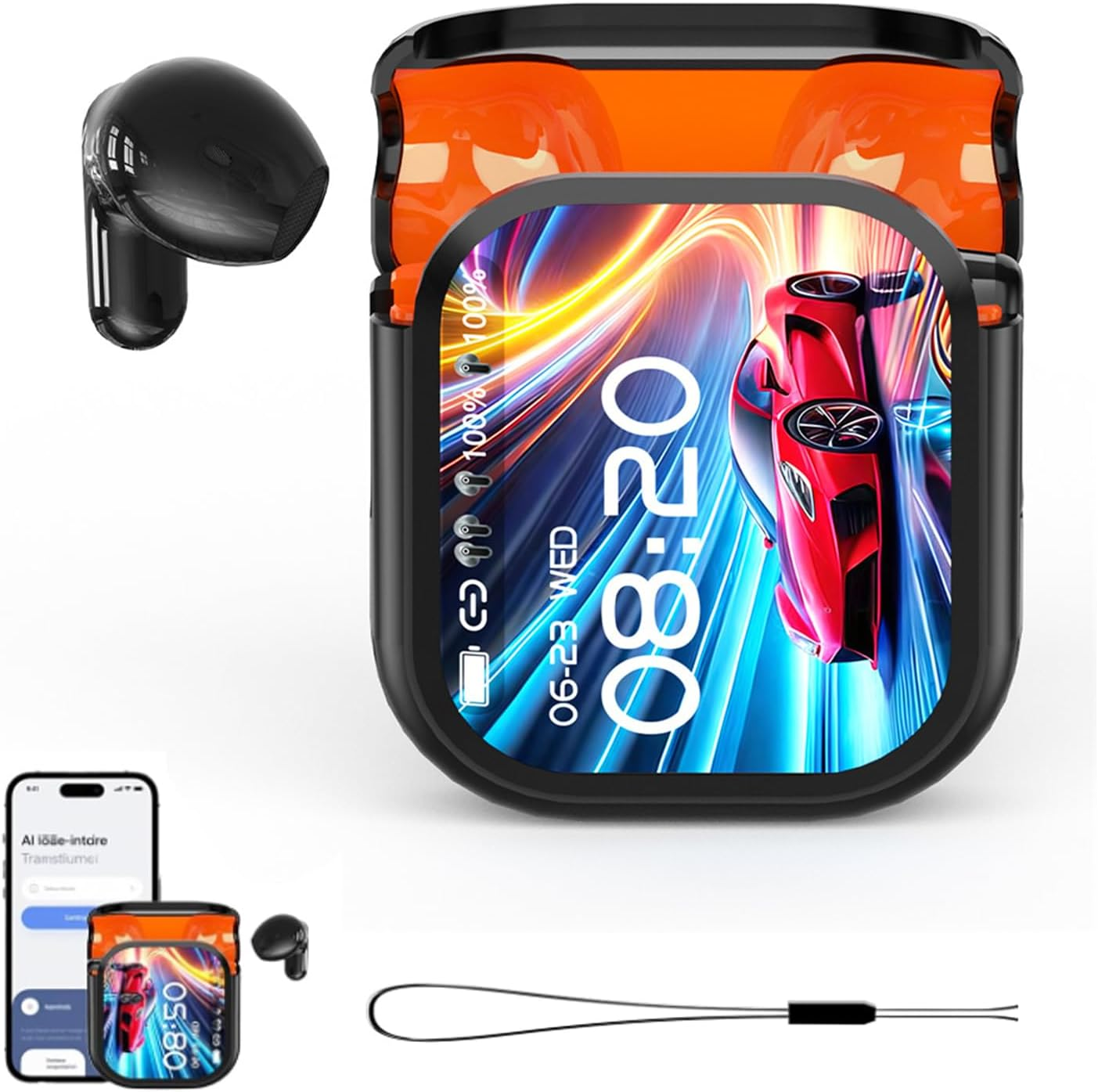 NE20 Earbuds AI Translation Earbuds Real Time, NE20 Translation, with 140 Language AI Translator Real Time, LCD Touch Screen Sport Wireless Headphones, IPX6 Waterproof (White)