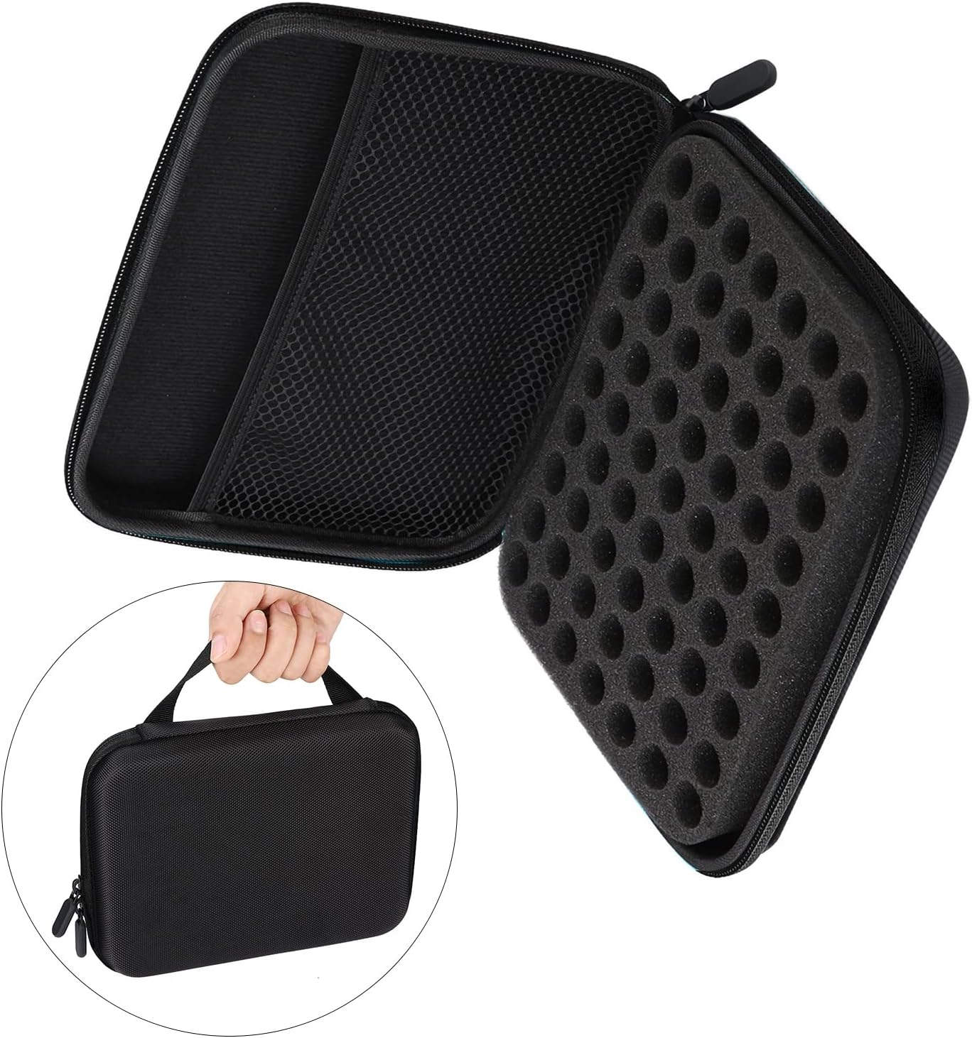 TREETDOBV 63 Slots Essential Oil Storage,Portable Aromatherapy Essential Oil Travel Protect Storage Bag Case Box Organizer for 1Ml, 2Ml, 3Ml Bottles Travel Storage Organizer Bag (Black) image number 6