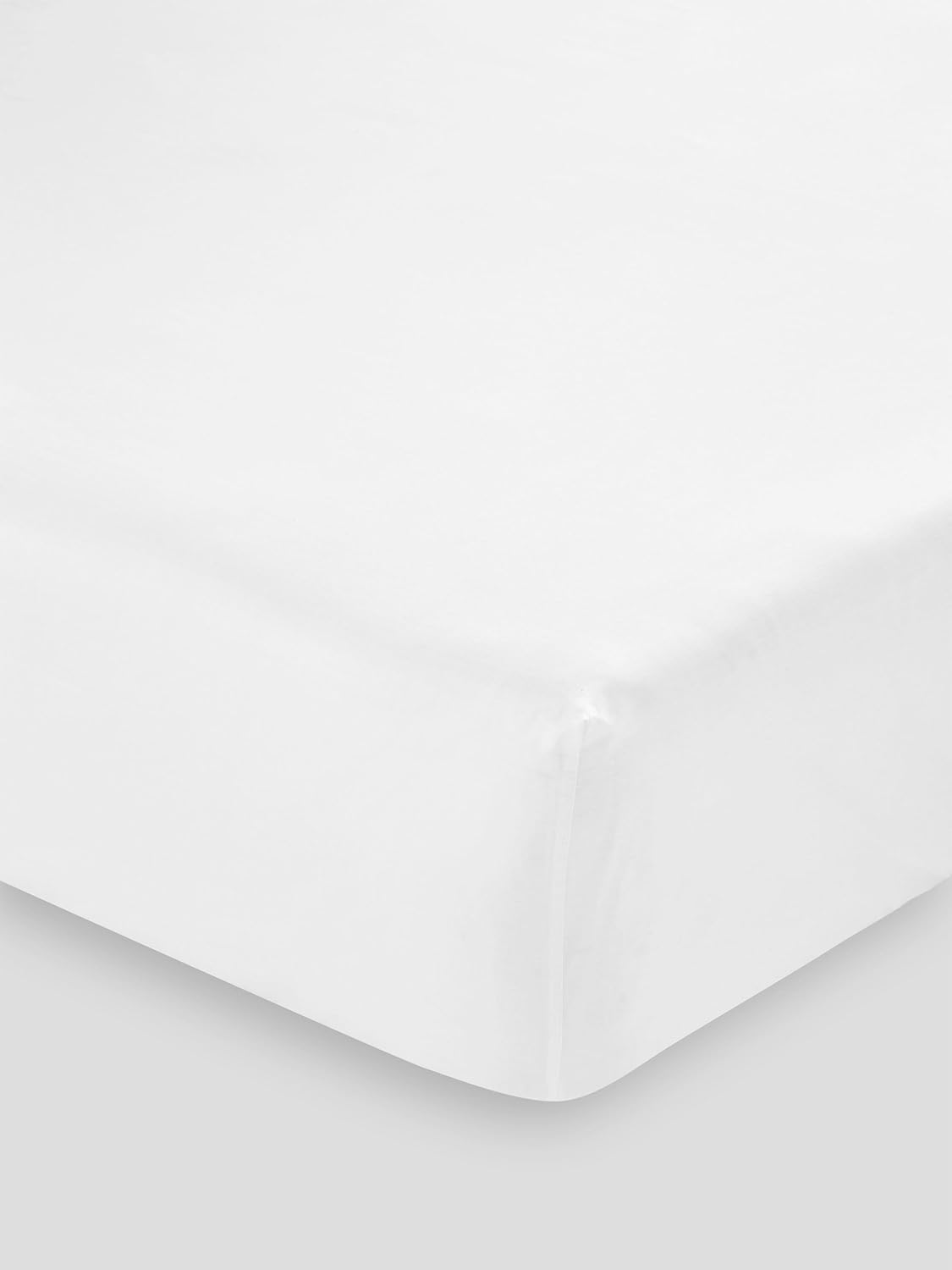Linen House 300TC Cotton Percale Single Bed Fitted Sheet, White image number 2