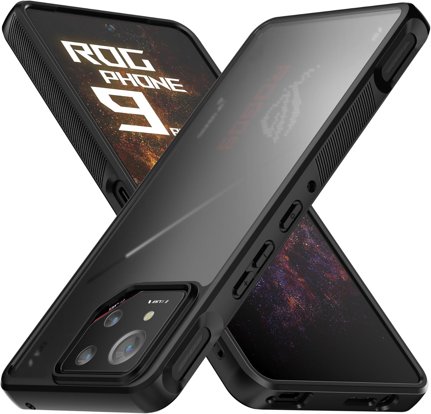 Foluu Asus ROG Phone 9/9 Pro 2024 Case, Back Transparent Matte PC Hard Shell Shockproof Case for Asus ROG Phone 9/9 Pro 2024 (Black)