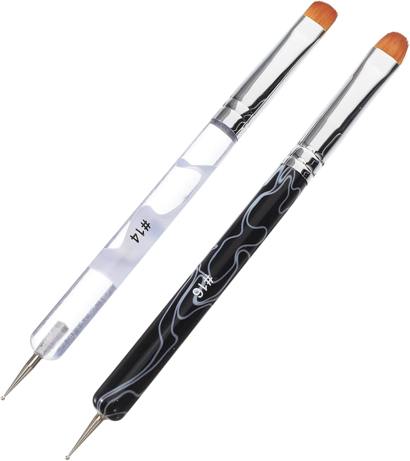 BAZEITFLOW 2Pcs Double Head Nail Brush for Manicure Painting Versatile Nail Art Pens with Comfortable Grip and Precise Dual Ended Design Brushes for Elegant French Tips White Black image number 1