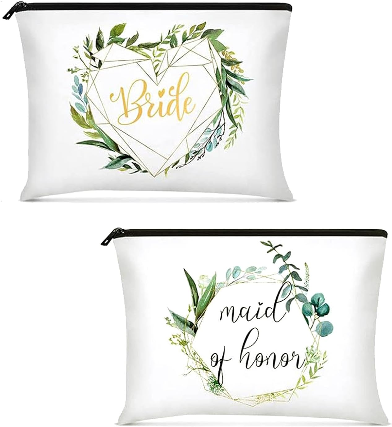 KASESSS Pack of 2 Bridal Cosmetic Bags, Women'S Travel Canvas Cosmetic Bag, Bride to Be Gifts, Make up Bag Gifts for Girlfriends, Bride and Bridesmaids, White, 22.5 X 15 Cm image number 5