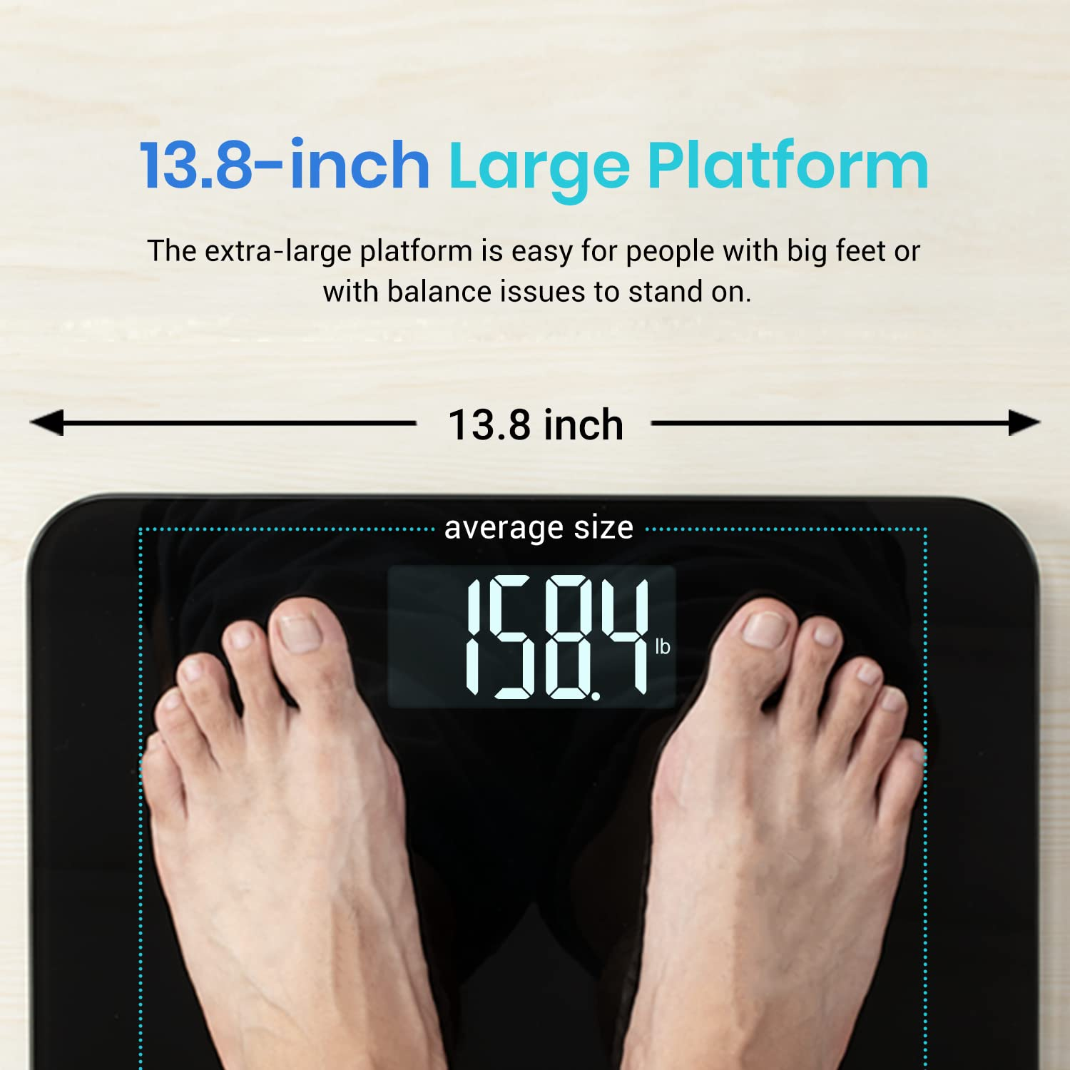Etekcity High Precision Digital Body Weight Bathroom Scale with Ultra Wide Platform and Easy-To-Read Backlit LCD, 440 Pounds image number 3