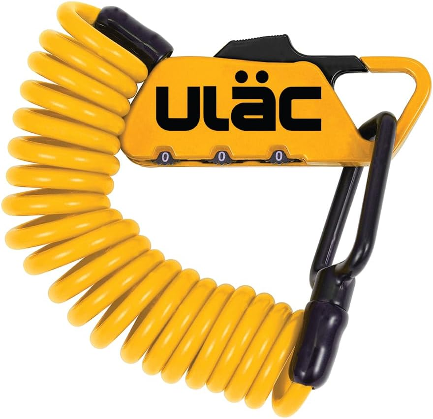 ULAC Piccadilly LTD Mini Combination Cable Lock, Helmet Lock for Bike, Bicycle, Motorcycle, E-Scooter; Small Portable Padlock for Gym Locker, Baby Stroller, Suitcase, Luggage, Gate and Fence(Silver)