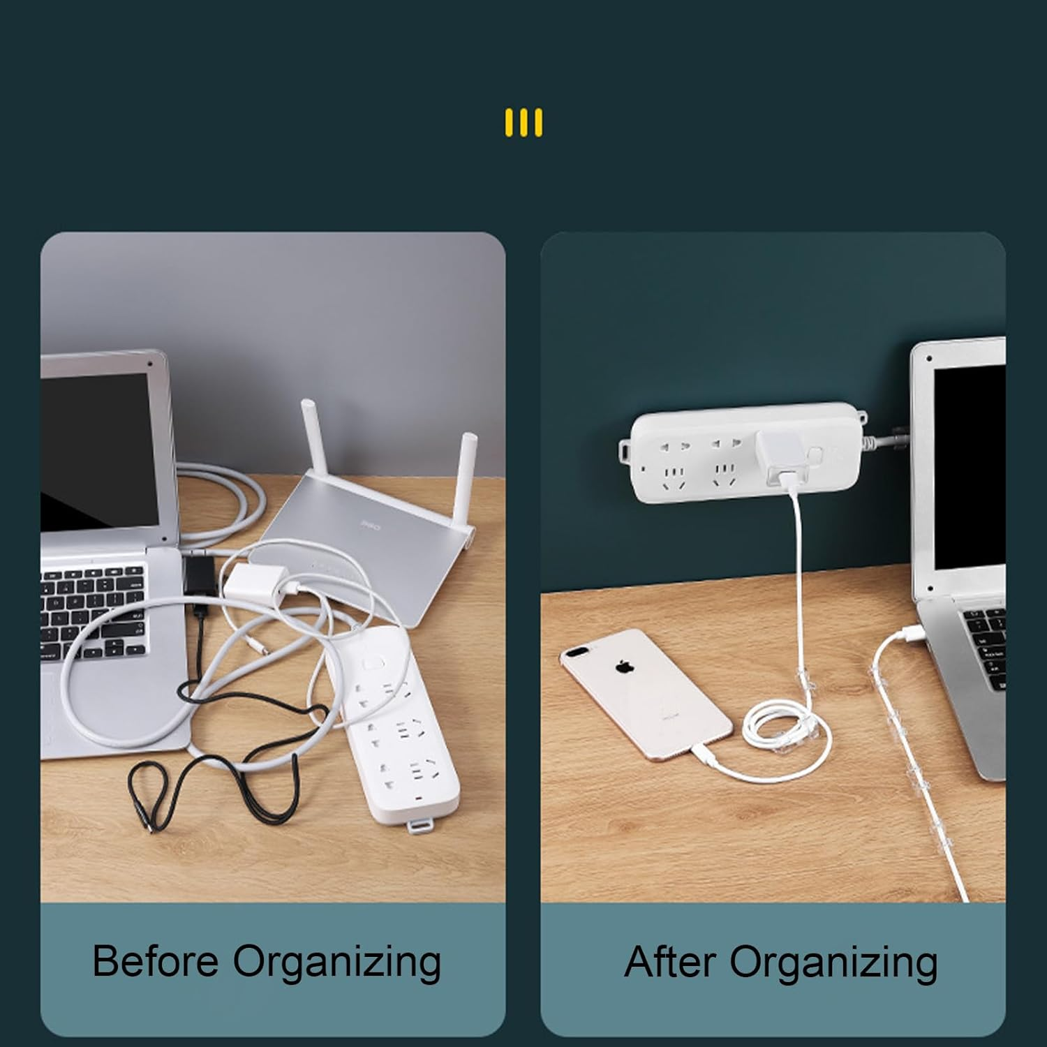 Self Adhesive Cable Management Clips, 50 Pcs Cable Organizers Sticky Wire Clips Cord Holder for TV PC Laptop Ethernet Cable Desktop Home Office (Transparent) image number 3