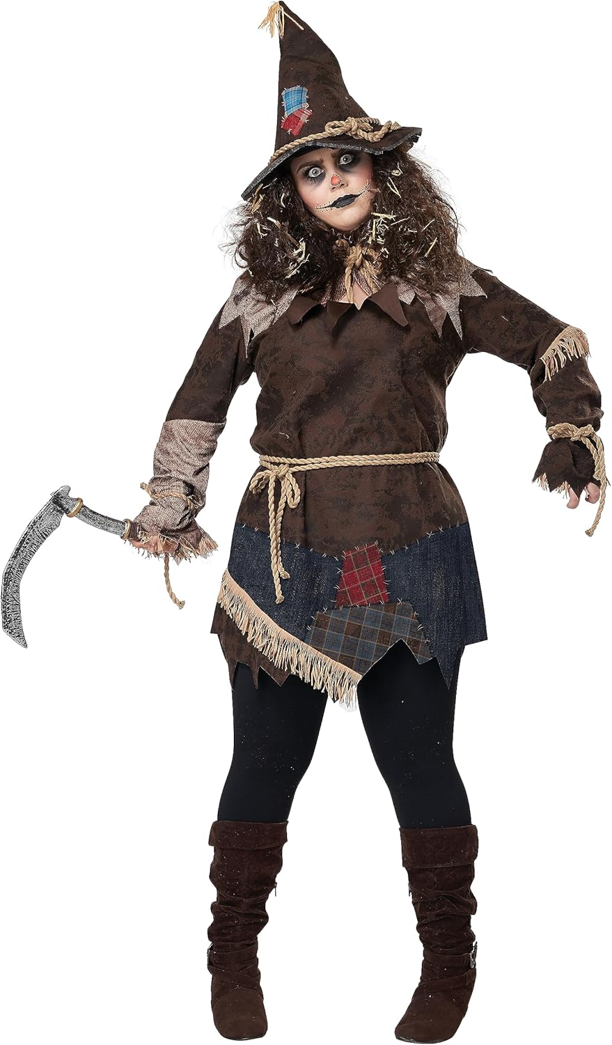 Women'S plus Size Creepy Scarecrow Costume 2X Black image number 2