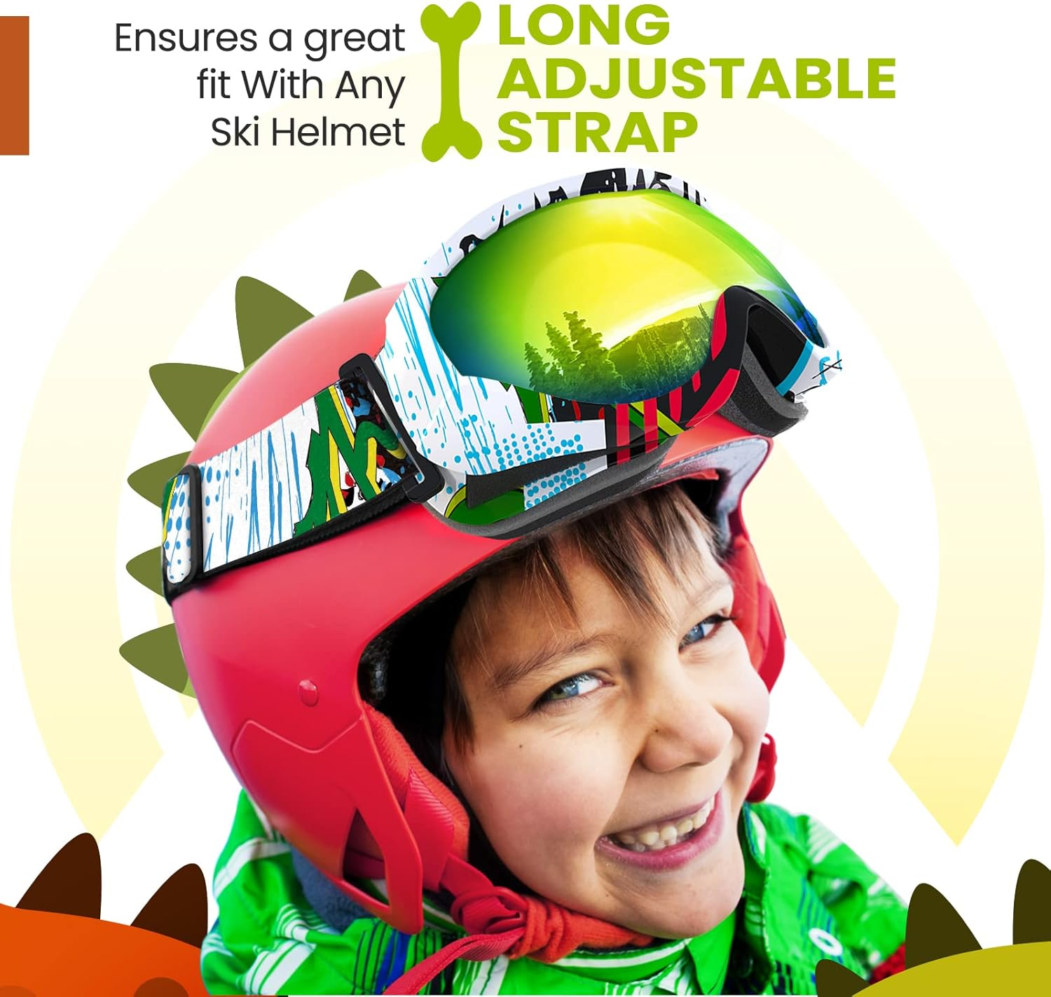 Outdoormaster Kids Ski Goggles - Helmet Compatible Snow Goggles for Boys & Girls with 100% UV Protection - 01Vlt 13％ image number 6