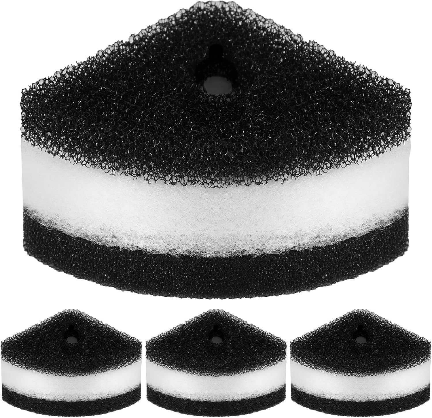 Frienda 12 Pcs Replacement Aquarium Filter Pads for 10-30 Gallon Corner Filter Aquarium Foam Air Driven Media Sponge for Fish Tank Water Filtration, White and Black image number 1