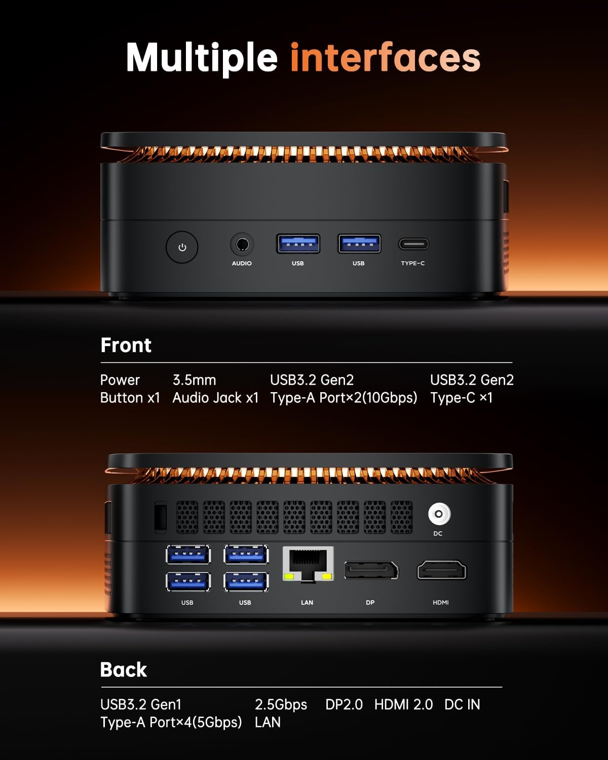 KAMRUI H1 Mini PC AMD Ryzen 7 6800H(Up to 4.7Ghz, 8C/16T) Mini Computers 16GB DDR5 512GB SSD Gaming Desktop Computers Mini PC Windows 11 Pro Triple-Screen/4K/2.5Gbps Lan/Wifi 6/Bt5.2/Dp/Hdmi/Type-C image number 4