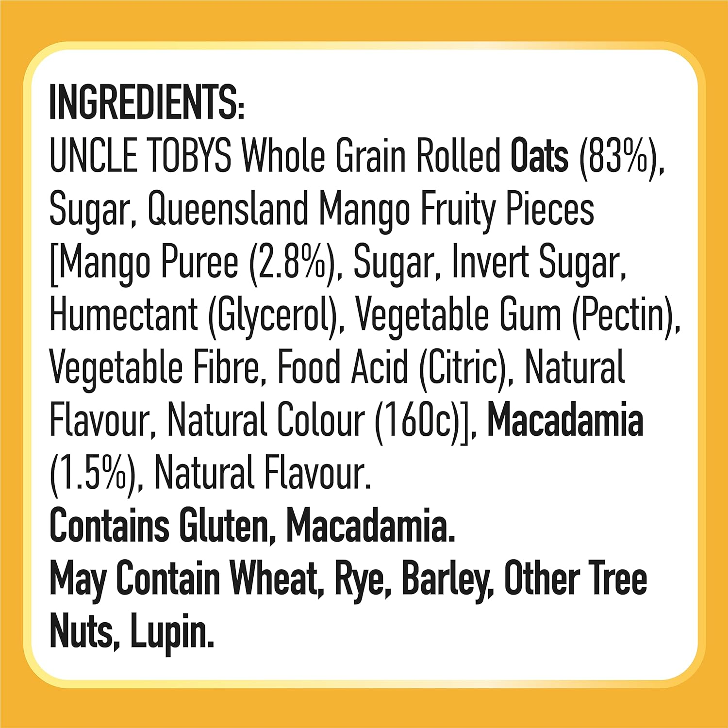 Uncle Tobys Oats Delicious Blends Porridge Mango & Macadamia 320G