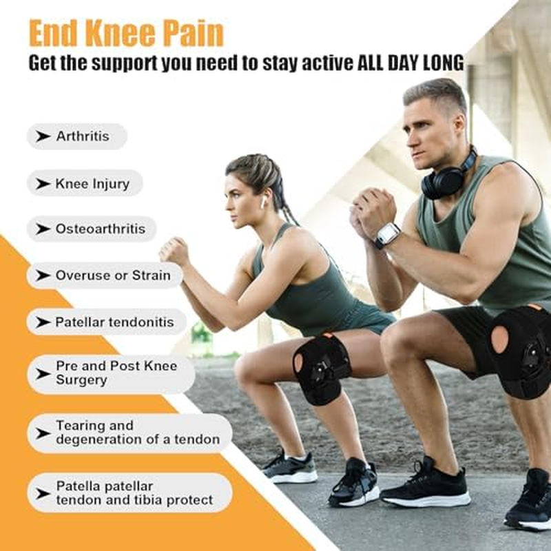 Hinged Knee Brace, Adjustable Knee Support Wrap for Men and Women, Pain Relief Swelling and Inflammation, Patellar Tendon Support Sleeve for Helping Relieve Strains, Sprains, ACL and MCL Injuries (L) image number 1