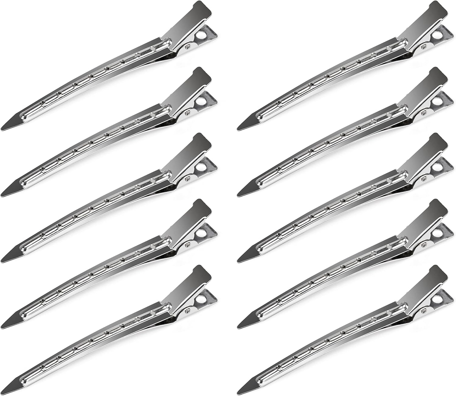 Beayuer 25 Pieces Duck Bill Hair Clips, 3.5 Inch Rustproof Metal Alligator Curl Clips with Holes for Hair Styling, Hair Coloring, Thick Hair Sectioning, Salon, Bows DIY, Silver (25 Pcs, Silver)