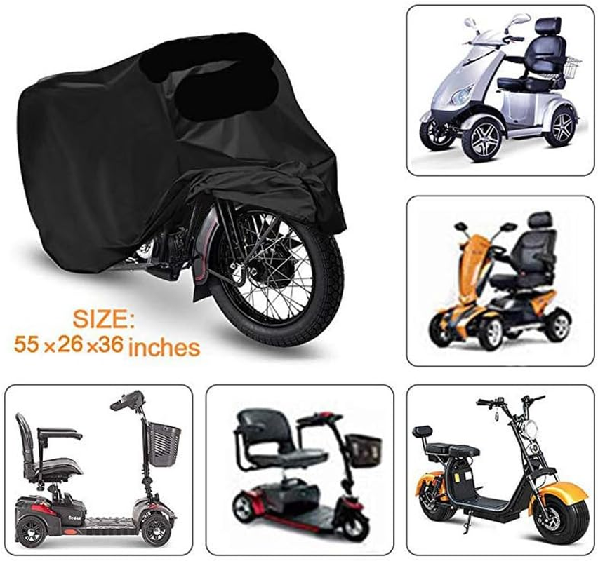 Waterproof Mobility Scooter Cover 210D Oxford Fabric UV Protection Breathable Weatherproof Scooter Cover with Storage Bag,140 * 66 * 91CM Waterproof Mobility Scooter Cover
