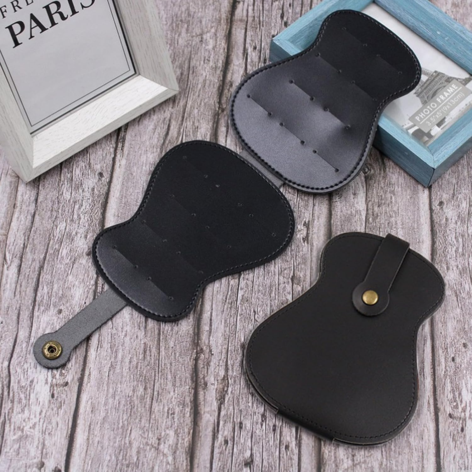 TRADERPLUS Guitar Pick Holder Case 18 Pieces Picks Storage Pouch Box PU Leather Plectrums Bag Gift for Guitar Players