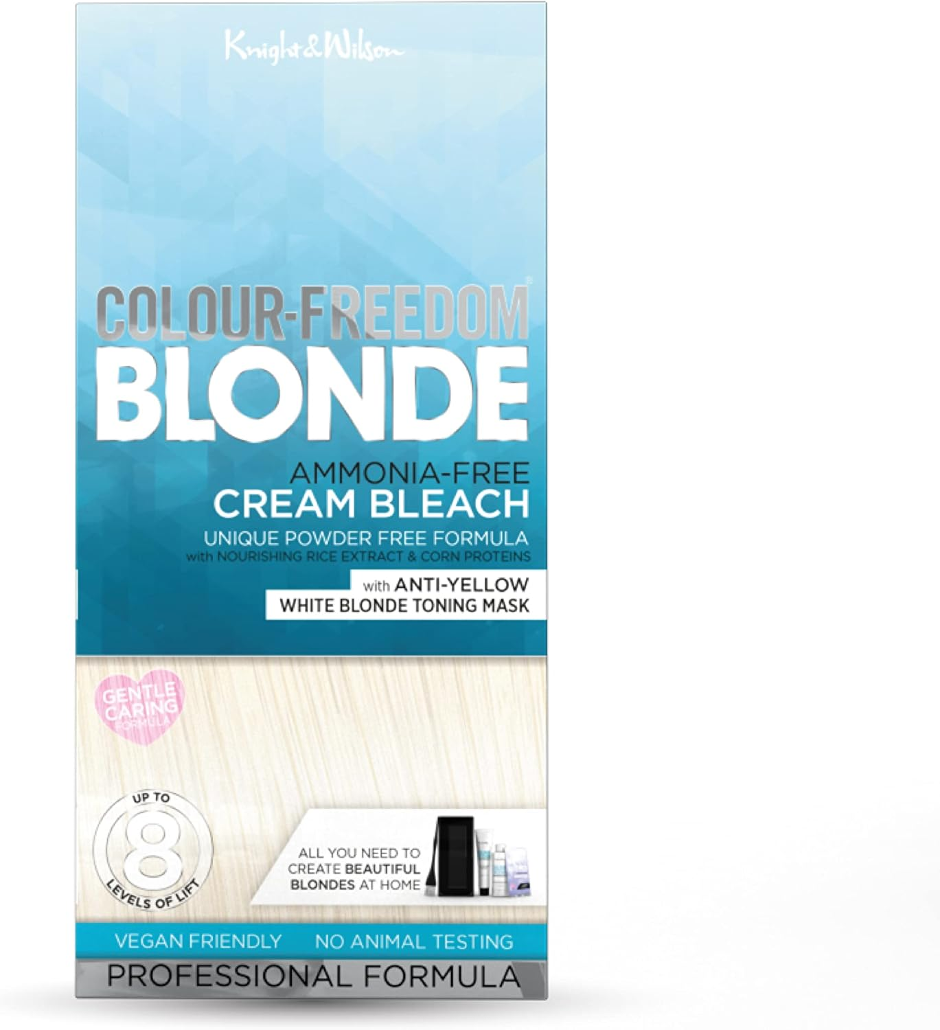 Knight & Wilson Color-Freedom Cream Hair Bleach Kit. Ammonia-Free Formula Lifts up to 8 Shades. Protects & Repairs While Lightening. Complete Hair Bleaching Kit with Tint Bowl, Brush, Gloves & Cap