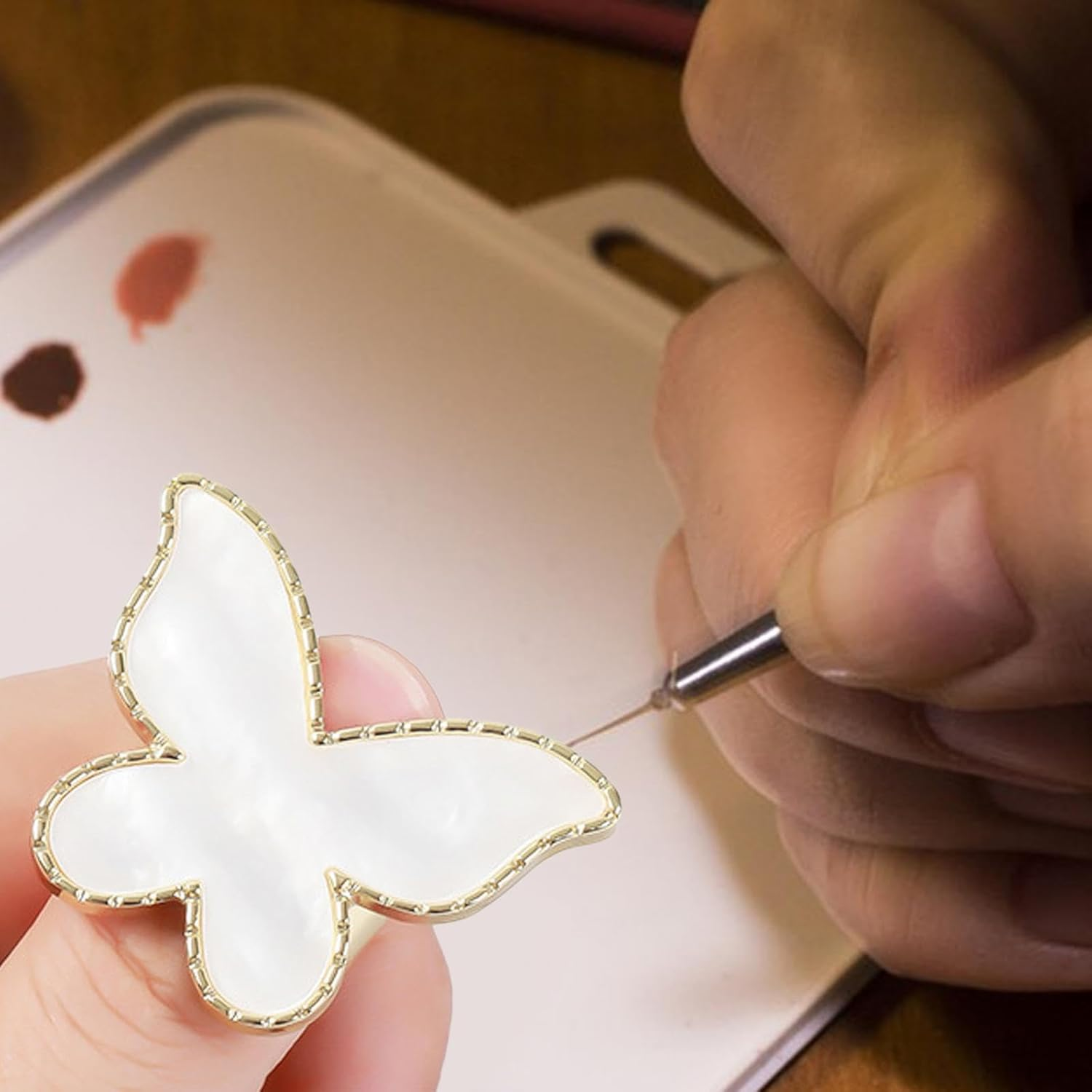 "Abbraccia" Nail Art Palette Color Mixing Plate Eyelash Glue Holder Women Gift Nail Art Accessories Nail Color Palette DIY Color Plates, White image number 6