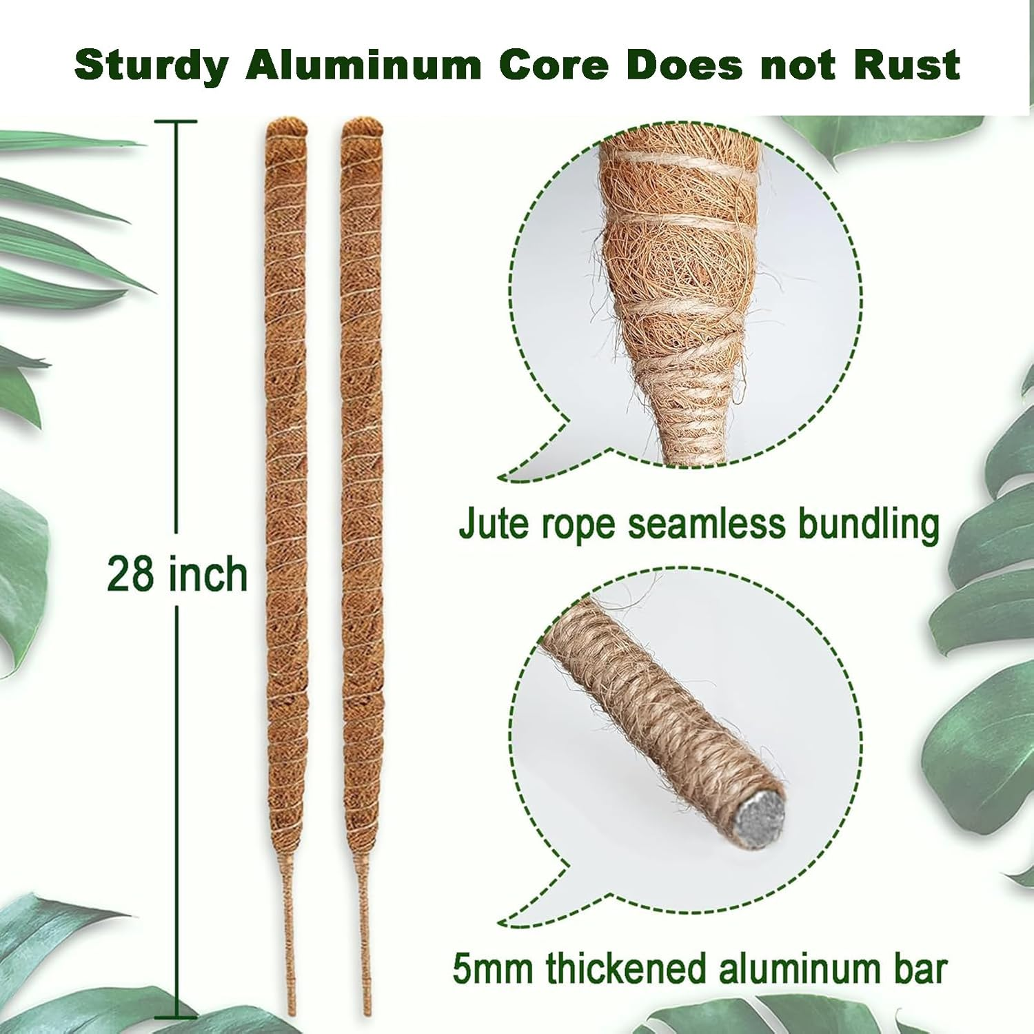 2Pack Moss Pole for Plant Monstera, Bendable Moss Pole for Climbing Plant Moss Pole for Plants Indoor, Plant Support Stakes for Indoor Potted Plants to Grow 70CM (2-Pack 70CM) image number 4