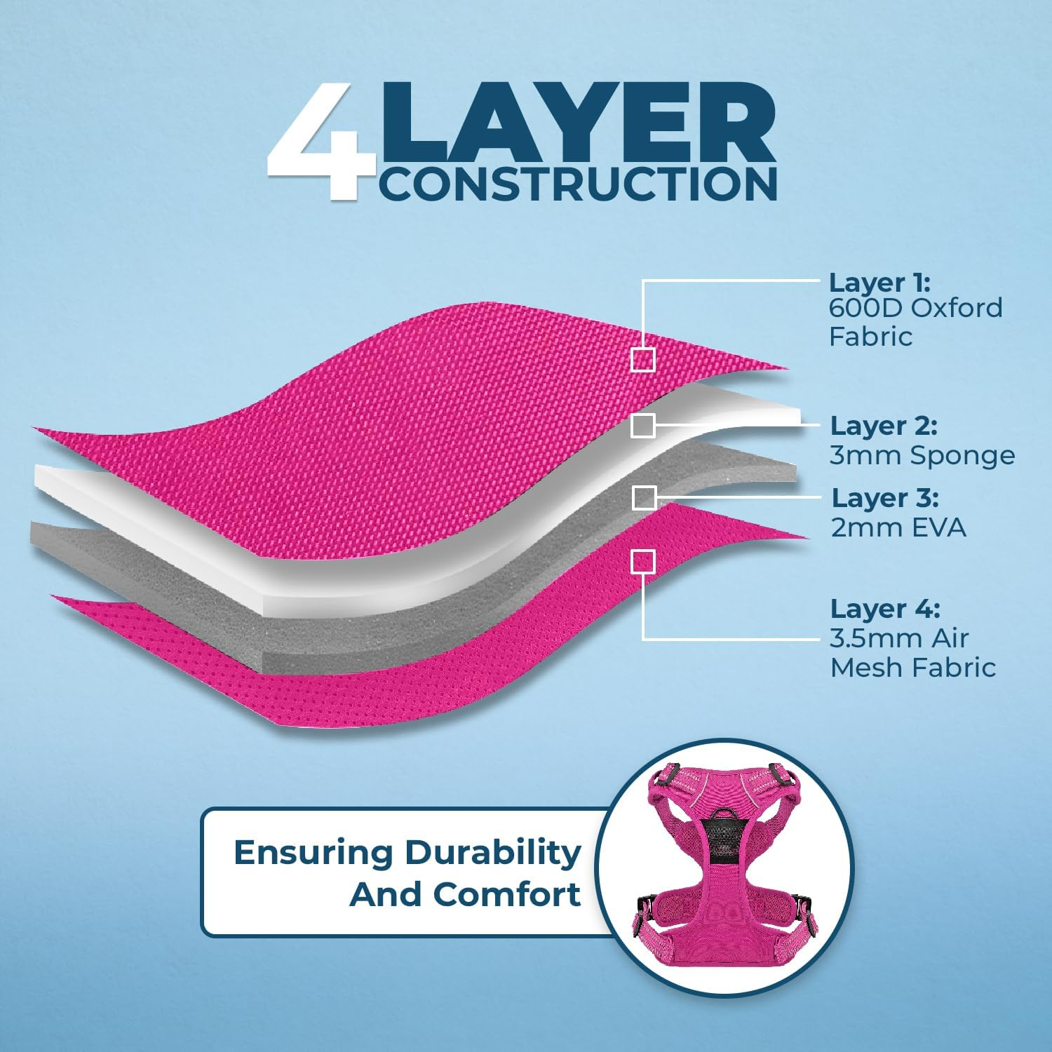 Voyager by Best Pet Supplies -Dual-Attachment No-Pull Adjustable Harness with 3M Reflective Technology, (Fuchsia, Small) image number 5