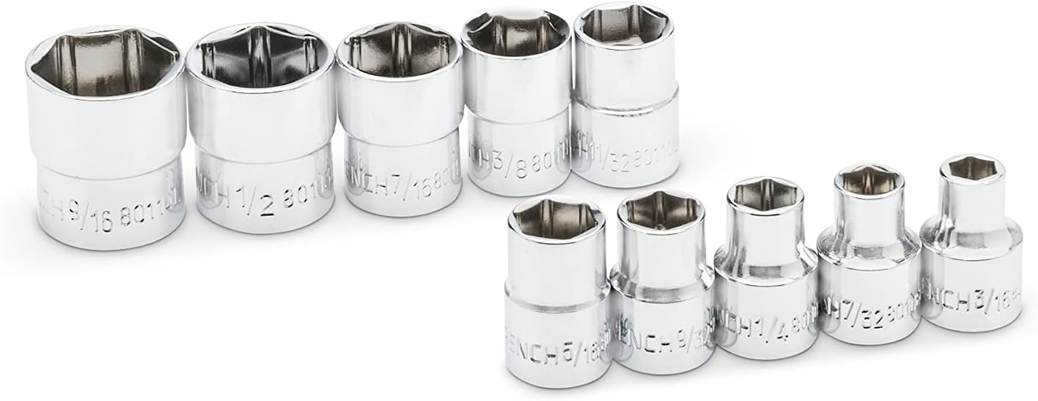 GEARWRENCH 10 Piece 1/4" Drive 6 Point SAE Stubby Socket Set - 81395 image number 2