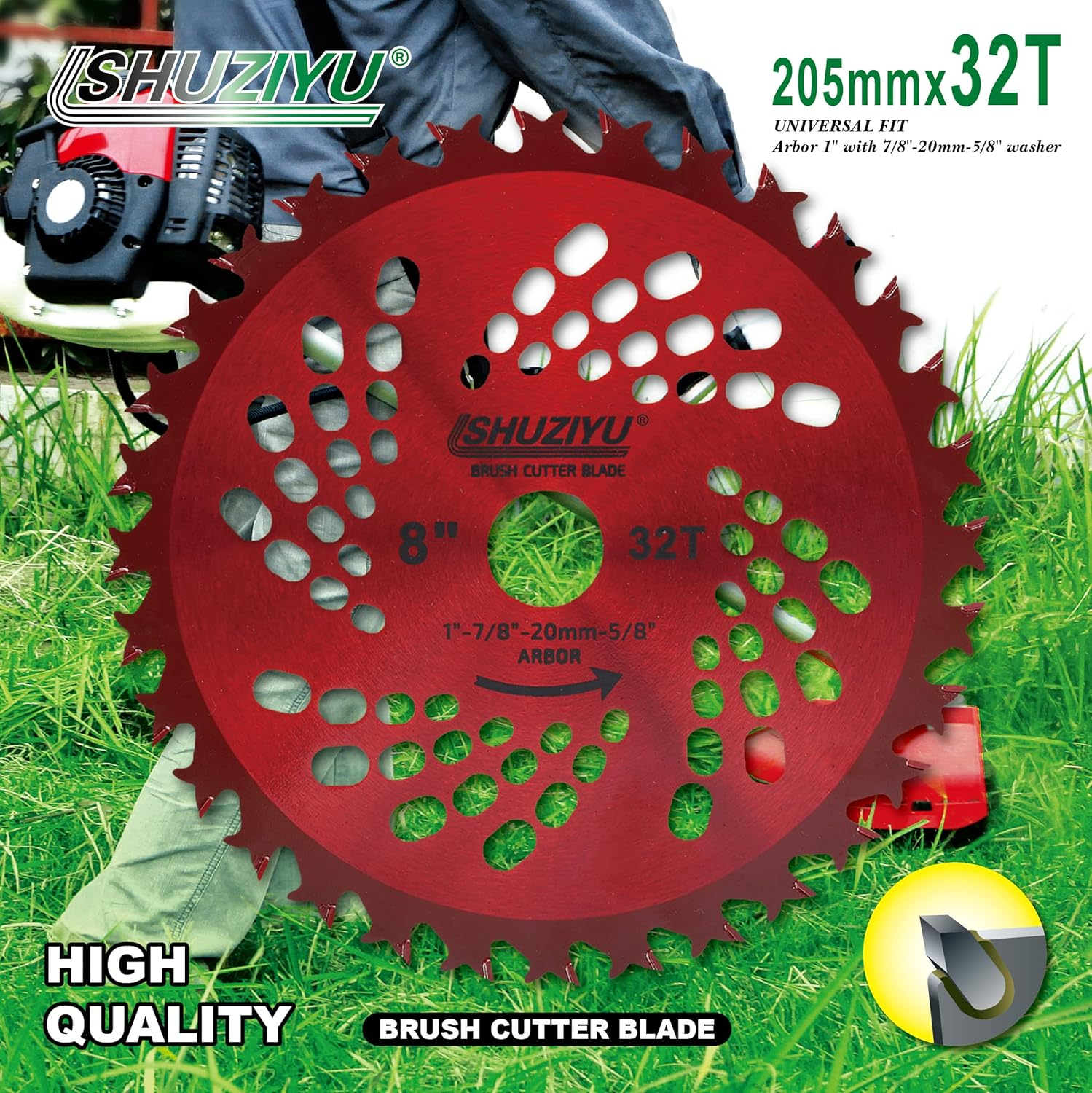 8"-32T. 1" Arbor with Washer Adapter 7/8"-20Mm-5/8, Brush Cutter Blade, Trimmer Weed Blade. Eater Blade image number 3