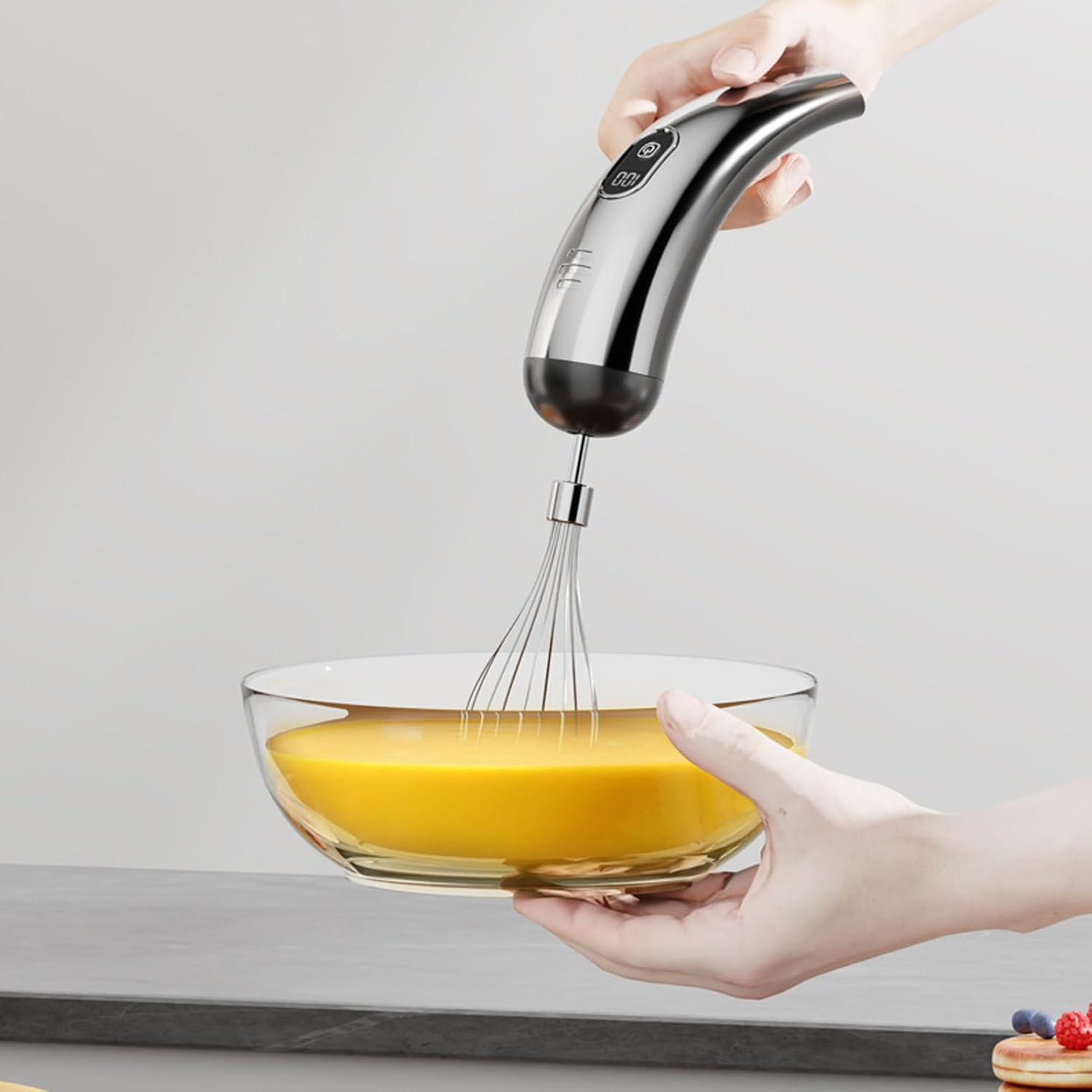 Handheld Mixer - Stainless Steel 5 Adjustable Speed - Electric Hand Blender,For Cooking Baking Cake Dough Cream Batter Food Drink Home - Silver Black image number 2