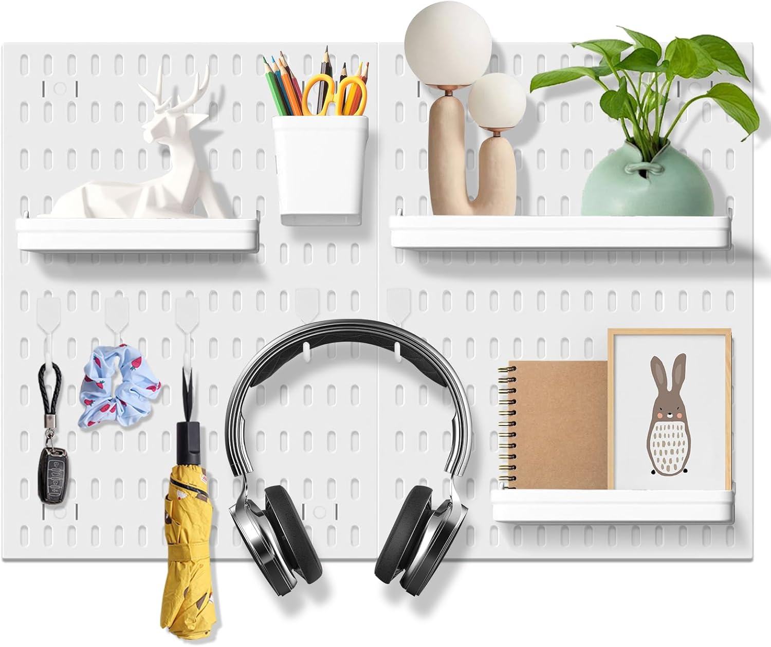 Pegboard Combination Wall Organizer, Pegboard Combination Kit with 2 Pegboards, 9 Accessories Modular Hanging, Wall Mounted Storage Set, Kitchen Organizer, Peg Board Wall Mount (Set B) image number 4