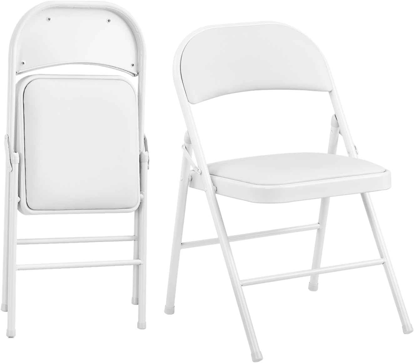 KAIHAOWIN All Steel Folding Chair- Set of 4 Metal Foldable Chairs Indoor with Backrest for Meeting Office Wedding Party Events Space Saving& Heavy Duty-Beige