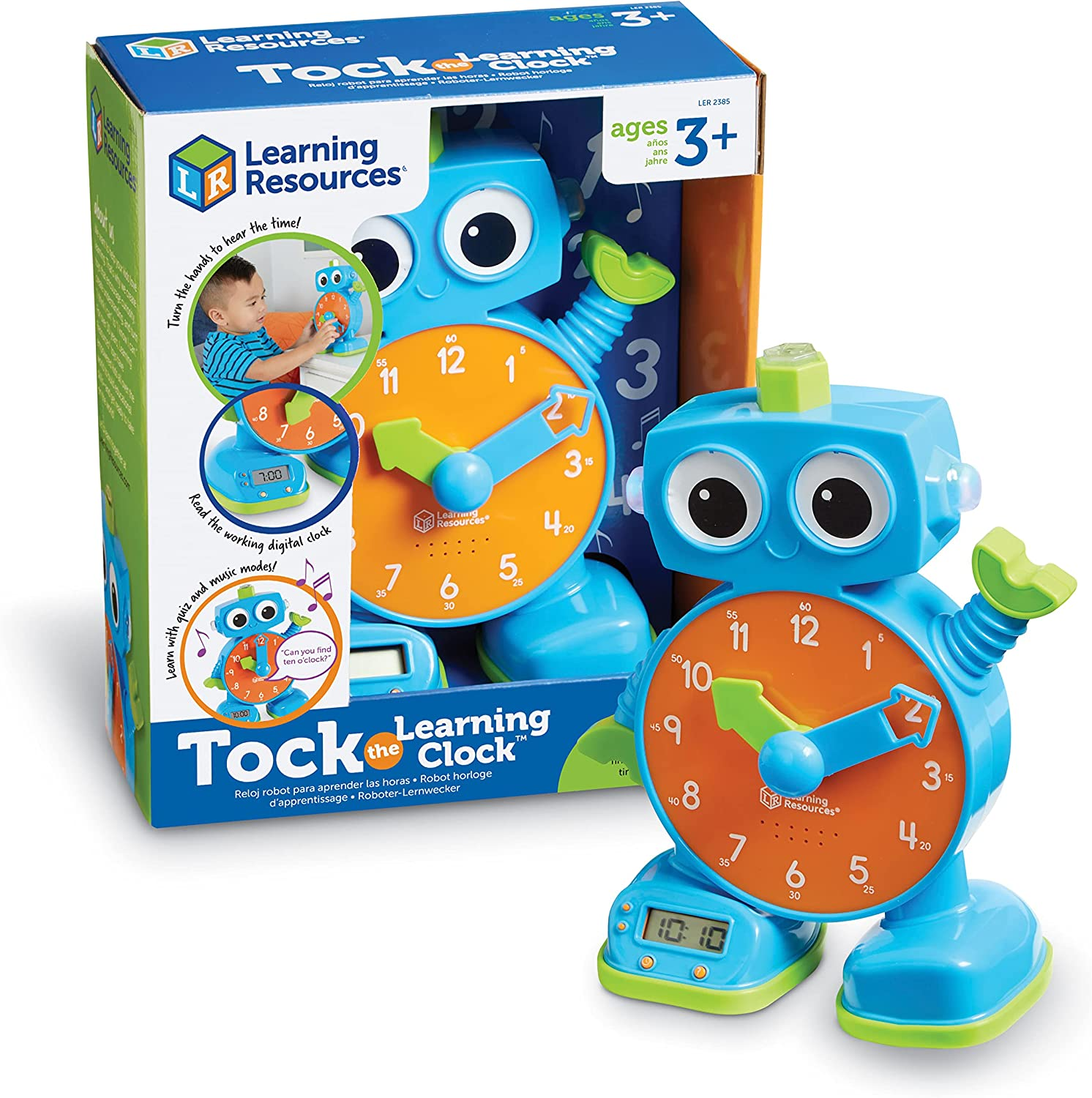 Learning Resources Tock the Learning Clock - 1 Piece, Ages 3+ Educational Talking and Teaching Clock, Toy Clock for Toddlers, Educational Toys for Kids