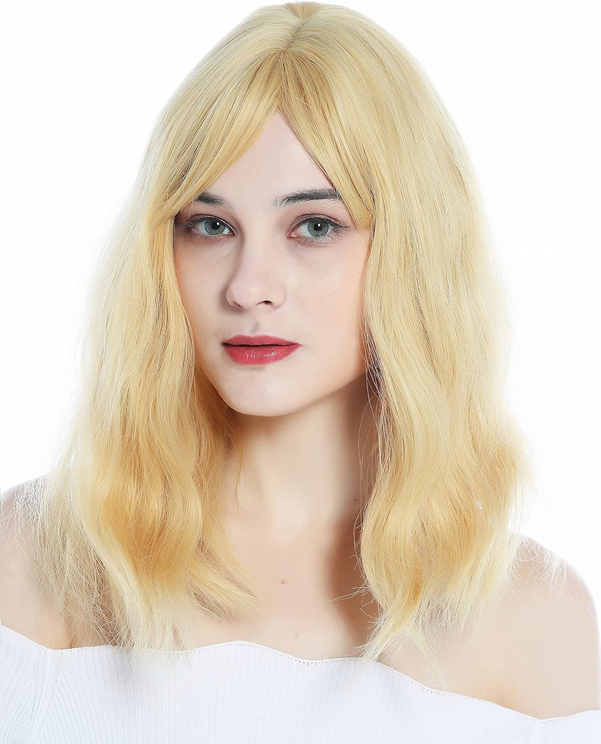 WIG ME up - MLX074-15/36A/031 Women'S Wig Parted Fringe Shoulder Length Wave Blonde Golden Blonde image number 3