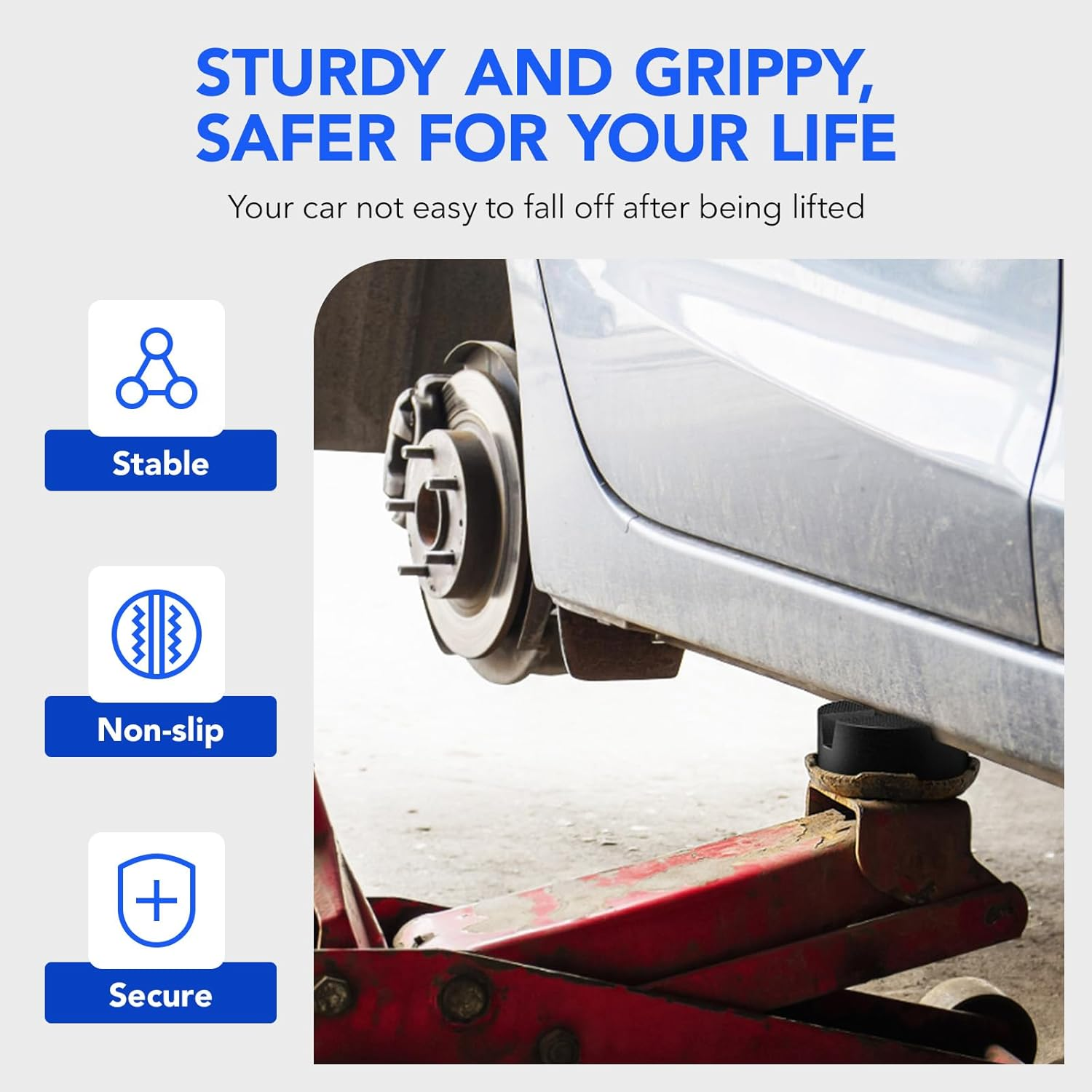 Suewort Upgraded Pinch Weld Jack Pad, Two Depths X-Grooves Floor Jack, Easily Fit Different Cars, Thicker Sturdy and Grippy Rubber Pad to Protect You and Your Car, 3.9 X 3.9 X 1.8 In image number 6