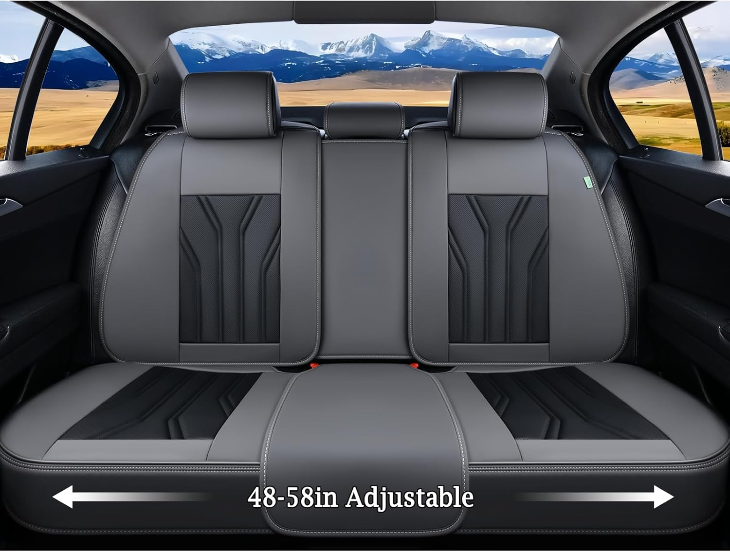 FLORICH Leather Seat Covers Full Set,5 Seats Waterproof Seat Covers for Cars,Front and Back Seat Protectors,Automotive Vehicle Interior Accessories Fit for Most Cars Trucks-Gray&Black image number 7