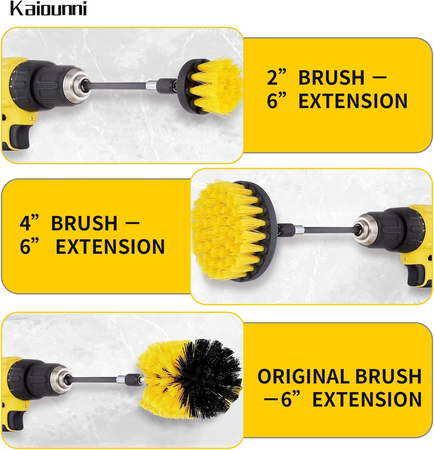 4 Piece Drill Brush Attachment Set, Includes Scrub Daddy & Scrub Mummy Pads, All Purpose Power Scrubber Cleaning Brush Kit with Extend Long Attachment for Grout, Tiles, Tub, and Car Surfaces